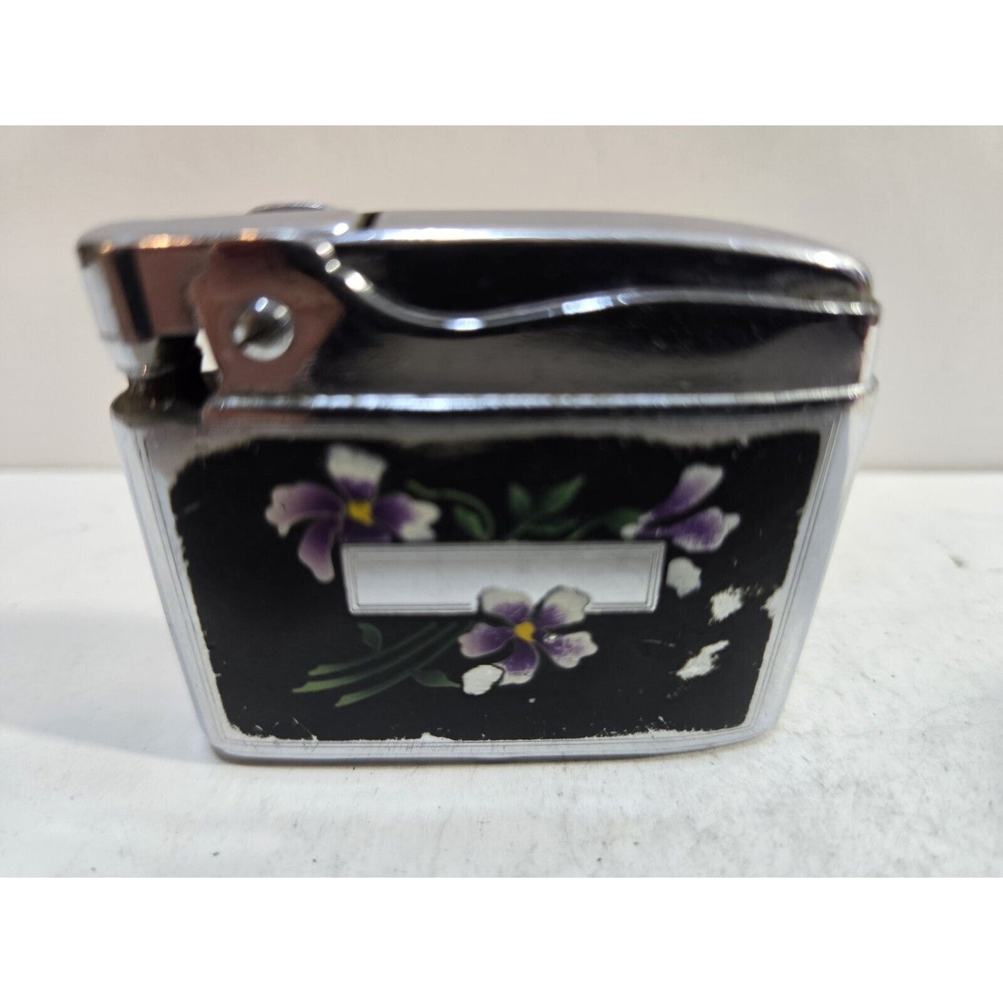 Vintage Working Ronson ADONIS Enamel, Silver Tone Lighter 7156/26