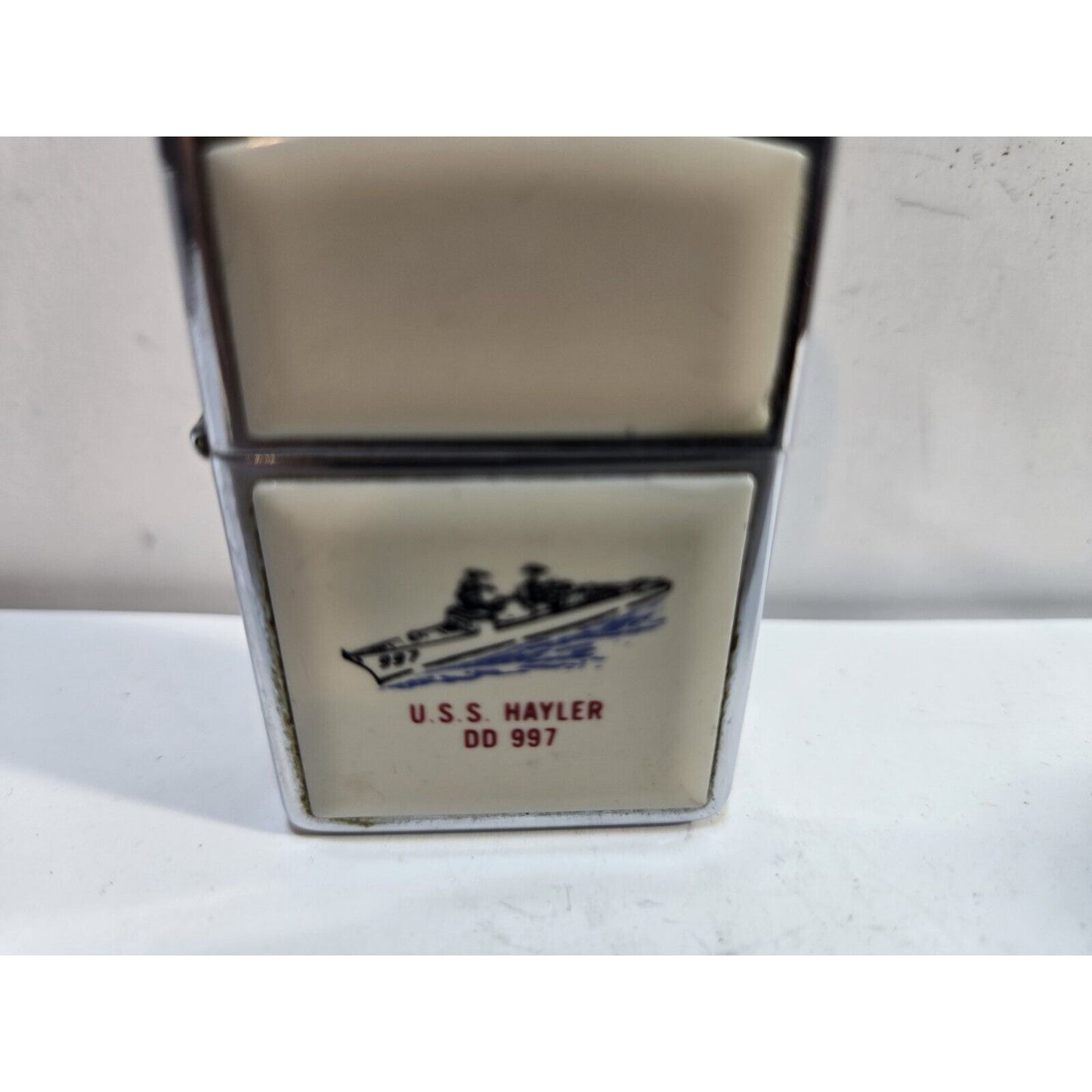 Working USS HAYLER DD-997 Zippo Lighter 1988 Vintage USA Navy, 2 SIDED 6850/33