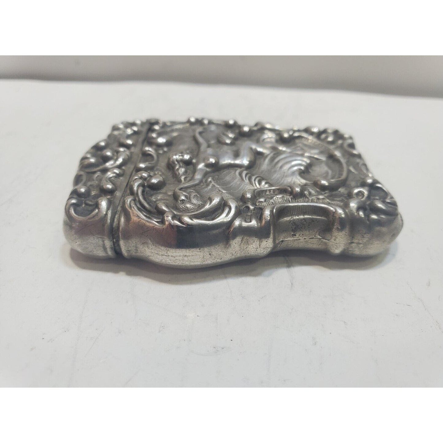 1902 Unger Bros Art Nouveau Nude Sterling Silver Vesta Match Case 6639/3