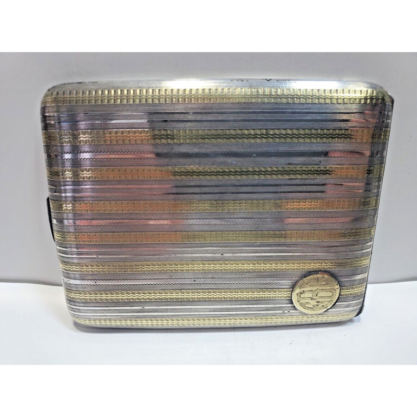 Antique Elgin Sterling Silver & Gold Striped Cigarette Case 6540/3
