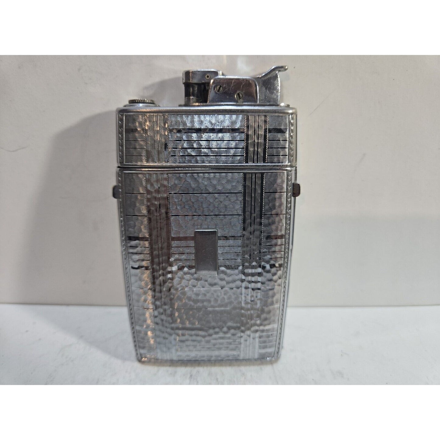 VINTAGE Evans Working Cigarette Case Trig A Lite Lighter Silver Tone 7508/16