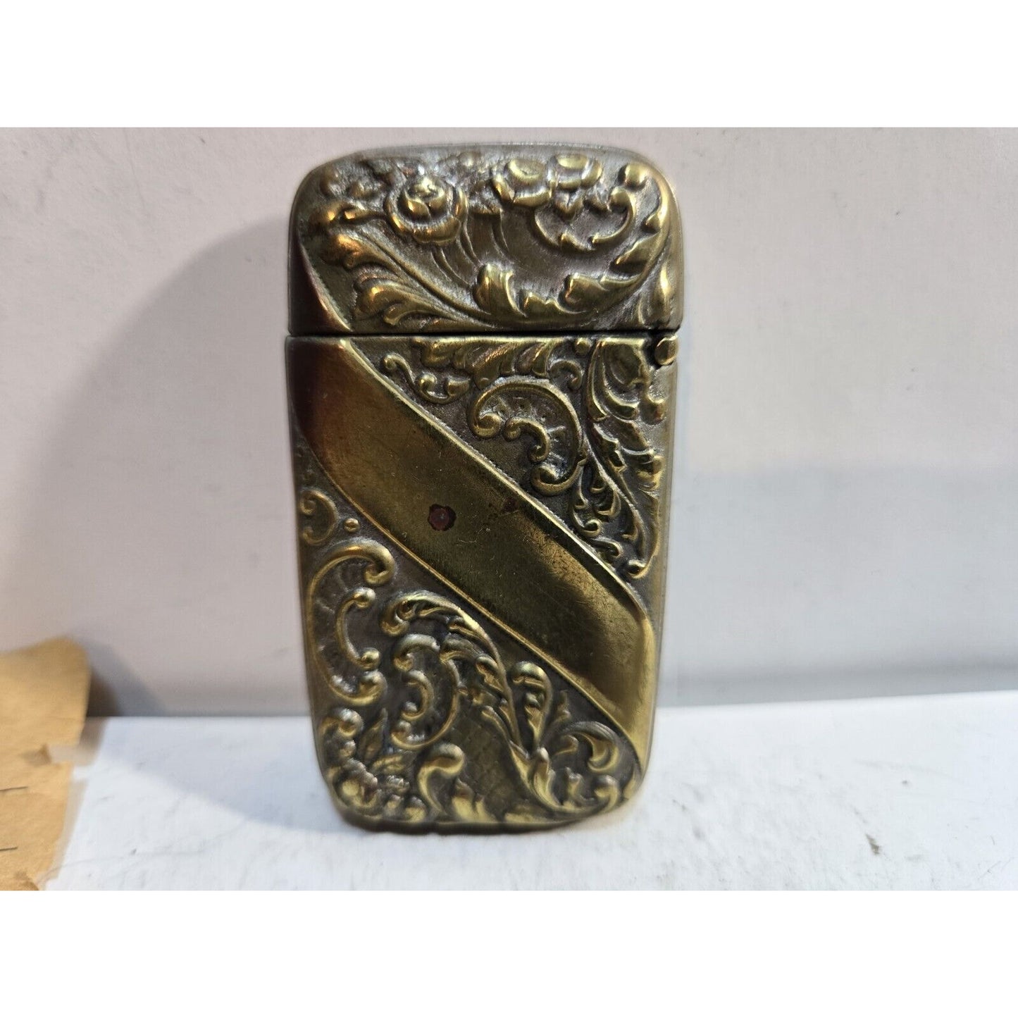 Vintage Ornate Brass Match Safe / CASE / Vesta / Holder 7300/31