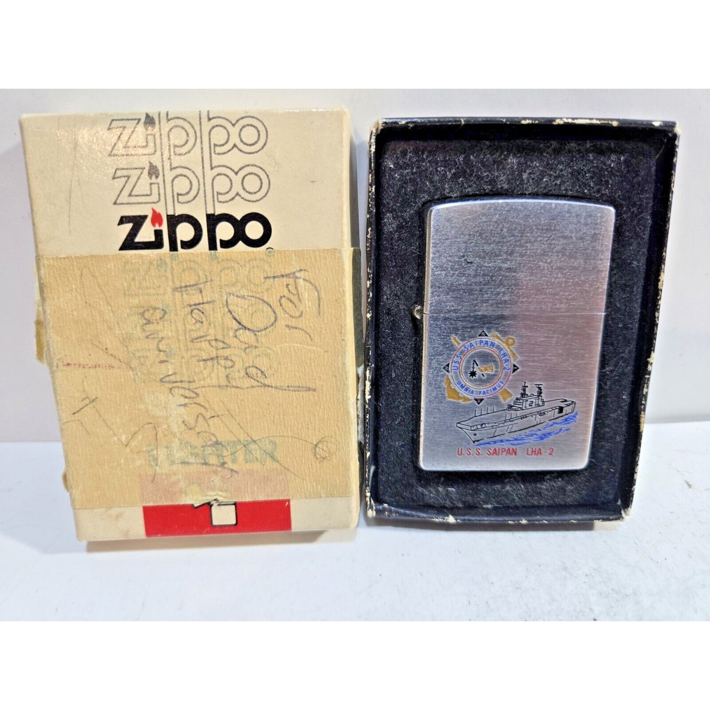 Working 2007 USS Saipan LHA-2 Navy Ship Military Zippo Lighter, Orig Box 7193/24