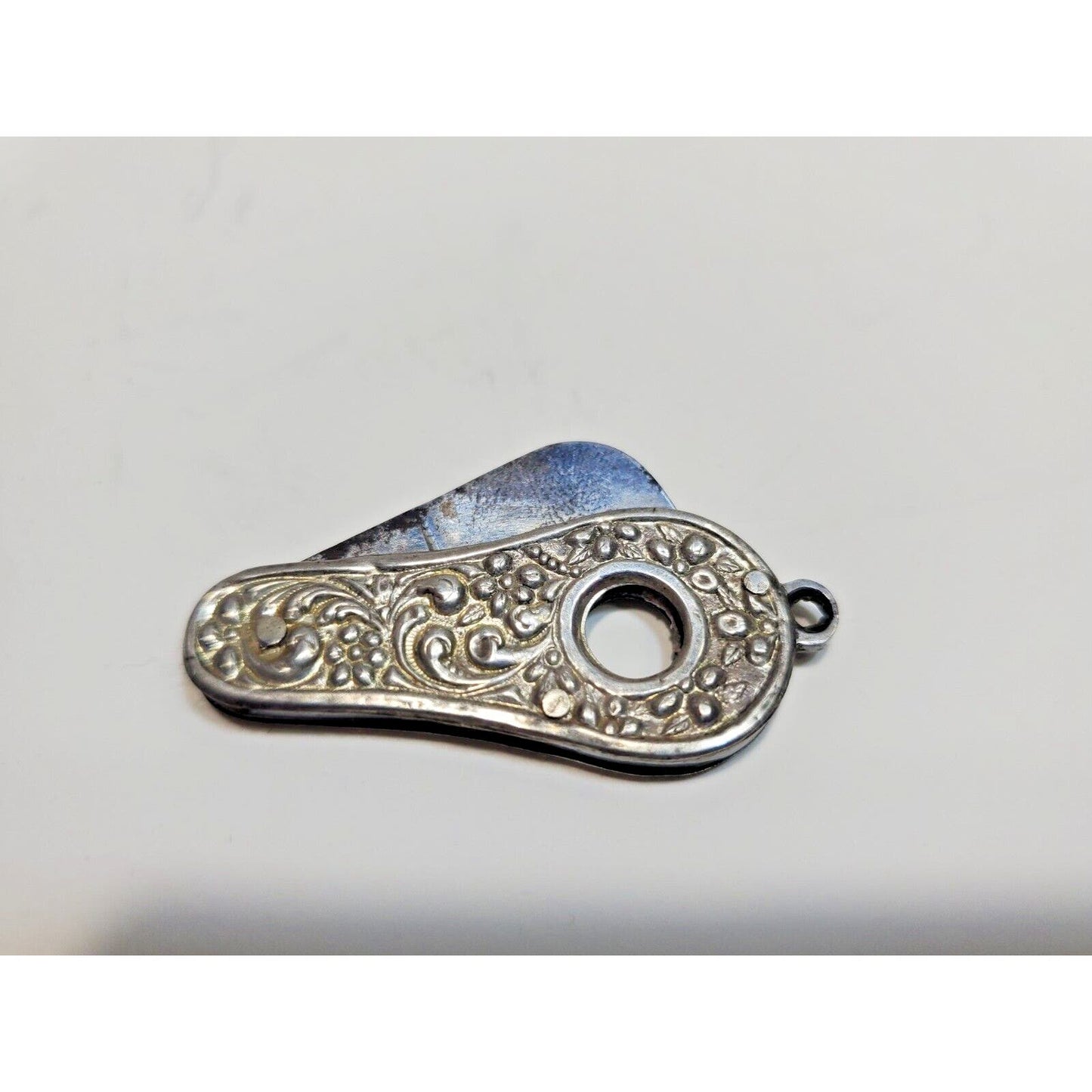 Antique Mini Cigar Cigarette "V" Cutter FOB, Silver Tone 6508/6