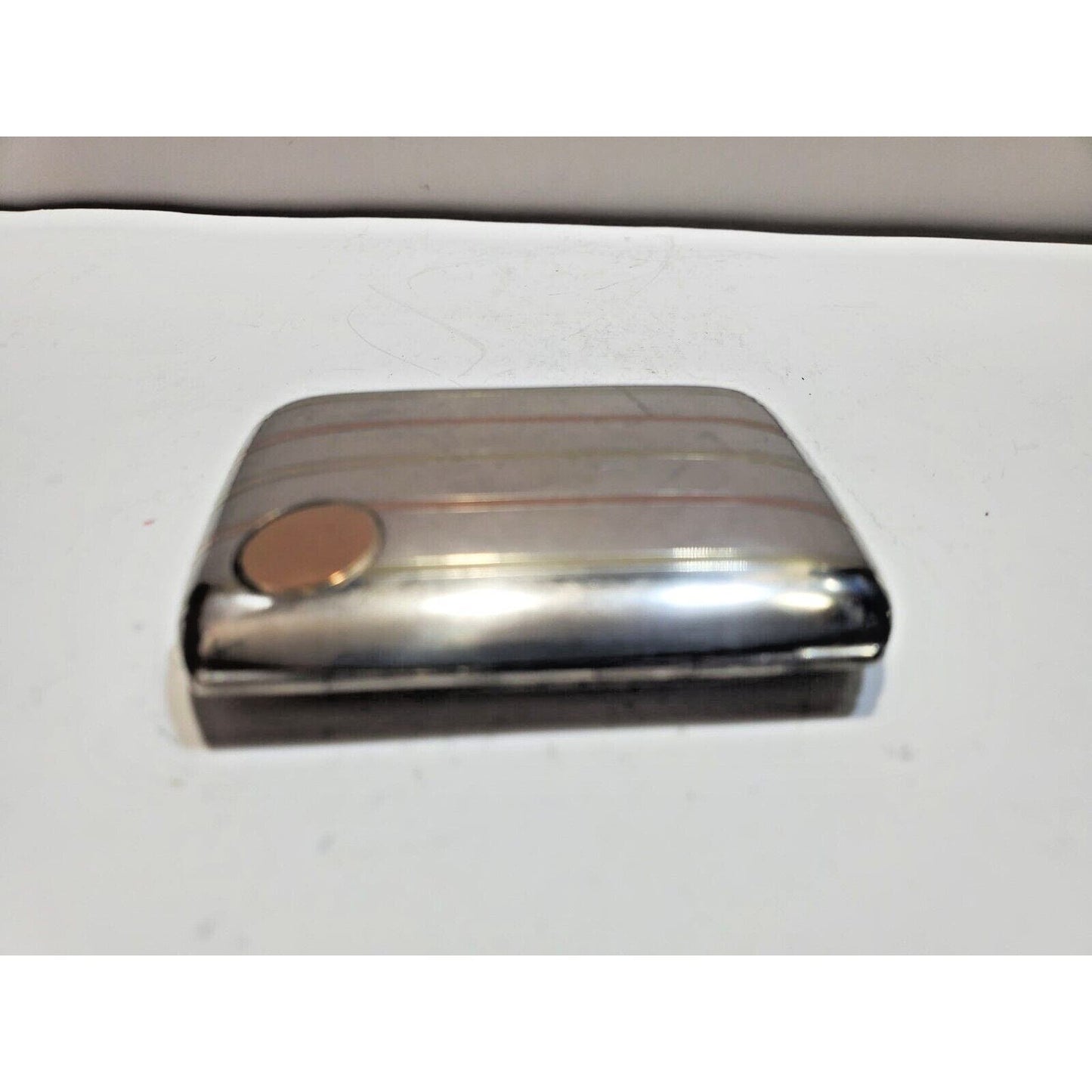 Antique Sterling Silver, Gold Striped Cigarette Case 2 1/4 x 1 3/4" 6559/3