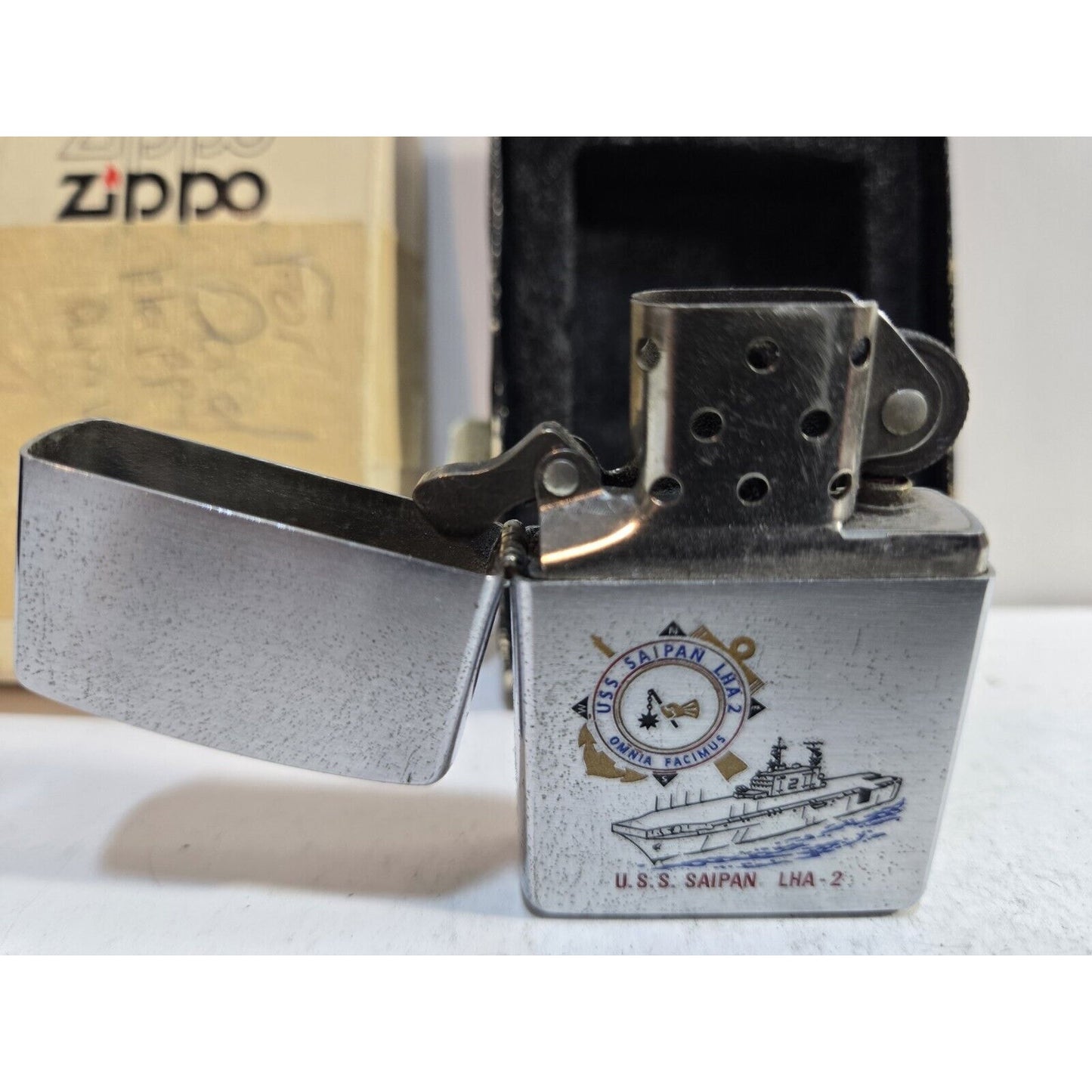 Working 2007 USS Saipan LHA-2 Navy Ship Military Zippo Lighter, Orig Box 7193/24