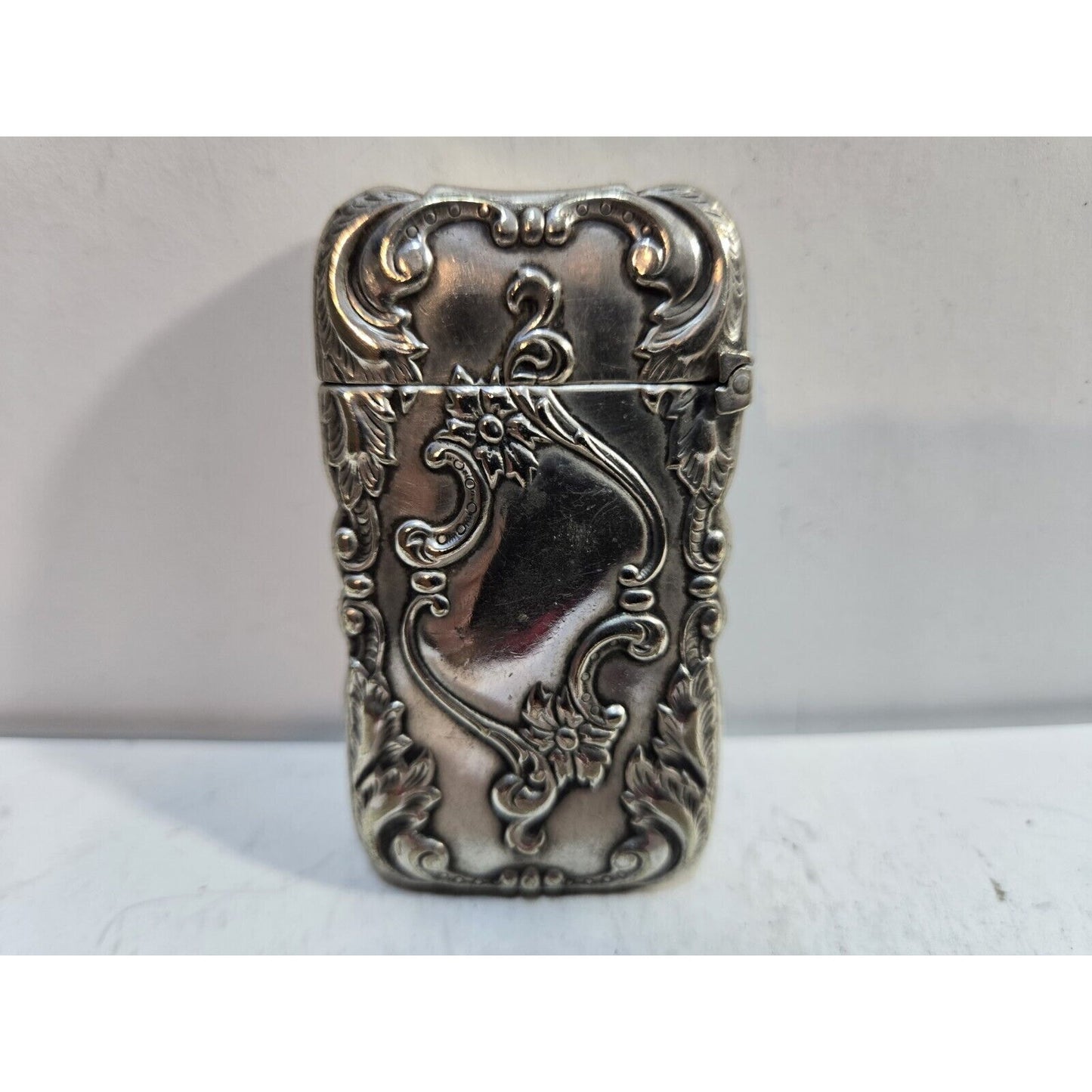 Vintage Floral ROCOCO Art NOUVEAU G Silver Vesta, Match Case, Safe 7296/31