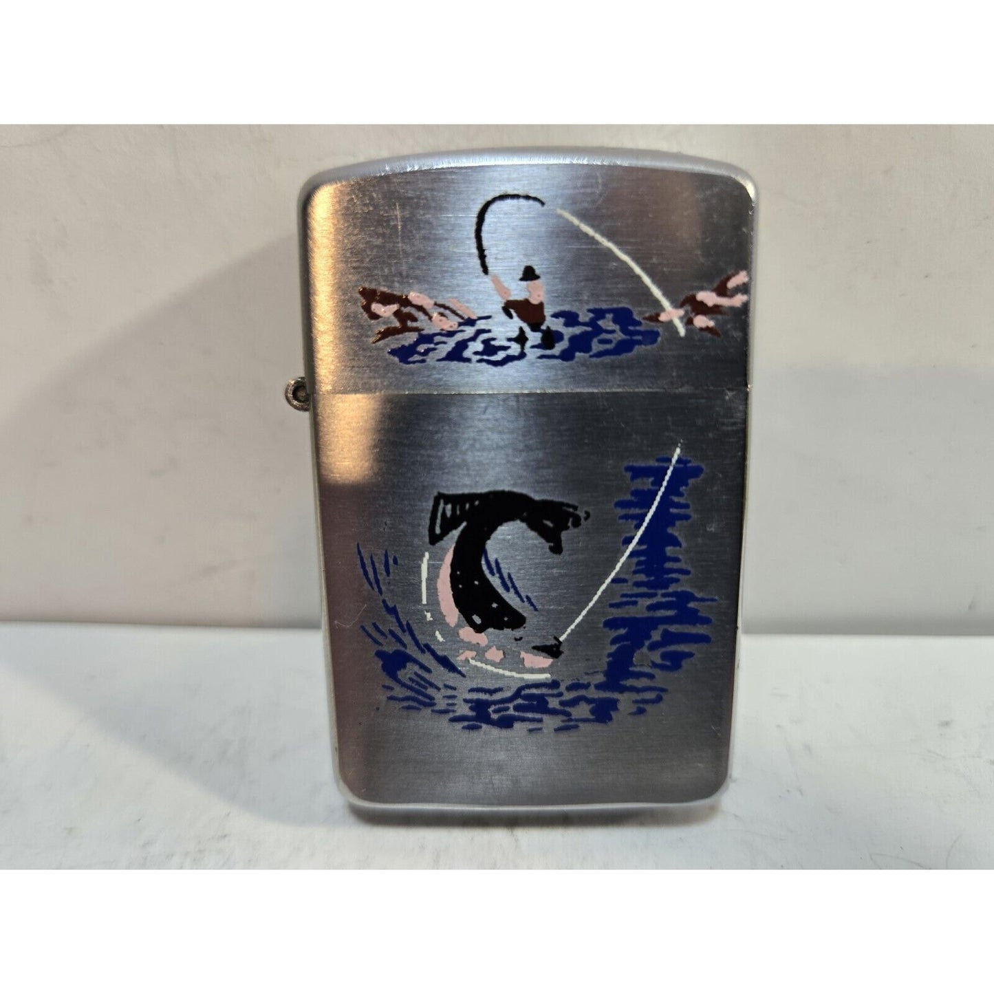 Vintage Working Champ, Fisherman Austria, SILVER Tone LIGHTER 7648/27