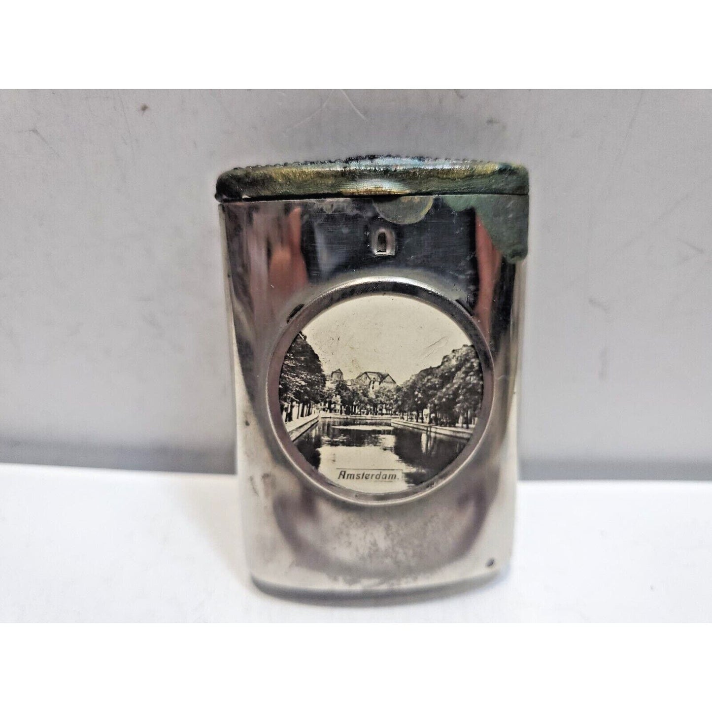 Antique Vintage AMSTERDAM Silver Tone Match Safe Vesta Case 6360/31