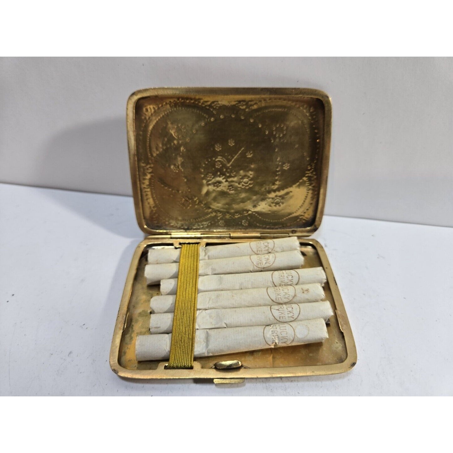 Antique Damascene Cigarette Case 'Ten Winged Dragons' Gold Inlay