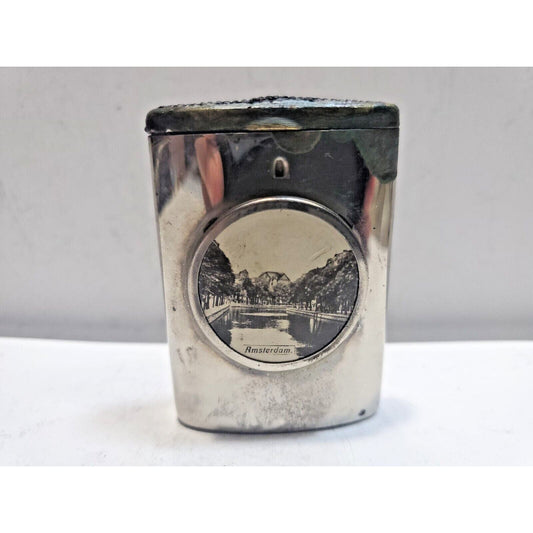Antique Vintage AMSTERDAM Silver Tone Match Safe Vesta Case 6360/31