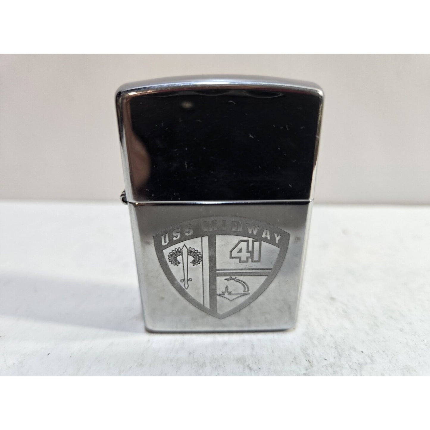Working Zippo Lighter USS Midway Shield Design CVA 41 US Navy 7274/33