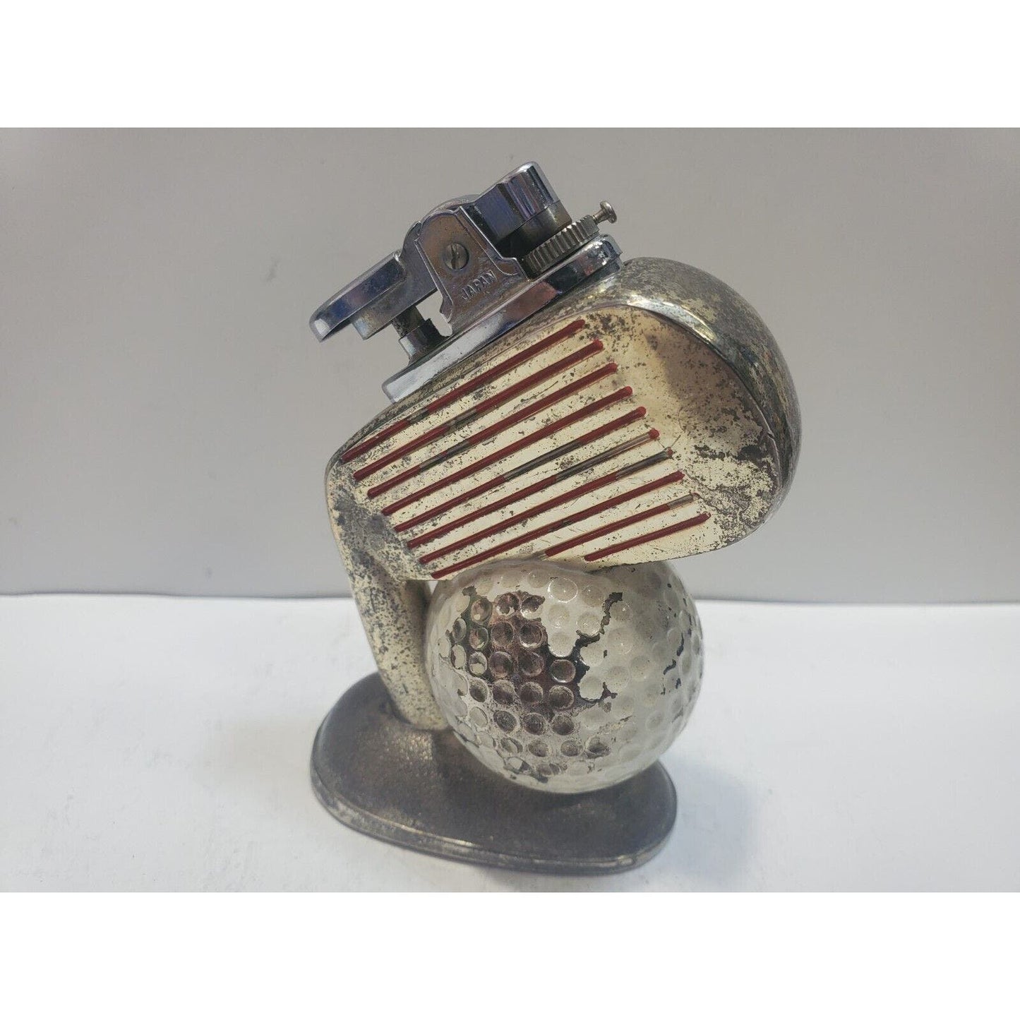 Working Vintage 50s Comoys of London Japan Table Lighter Golf Ball, Club 6626/40