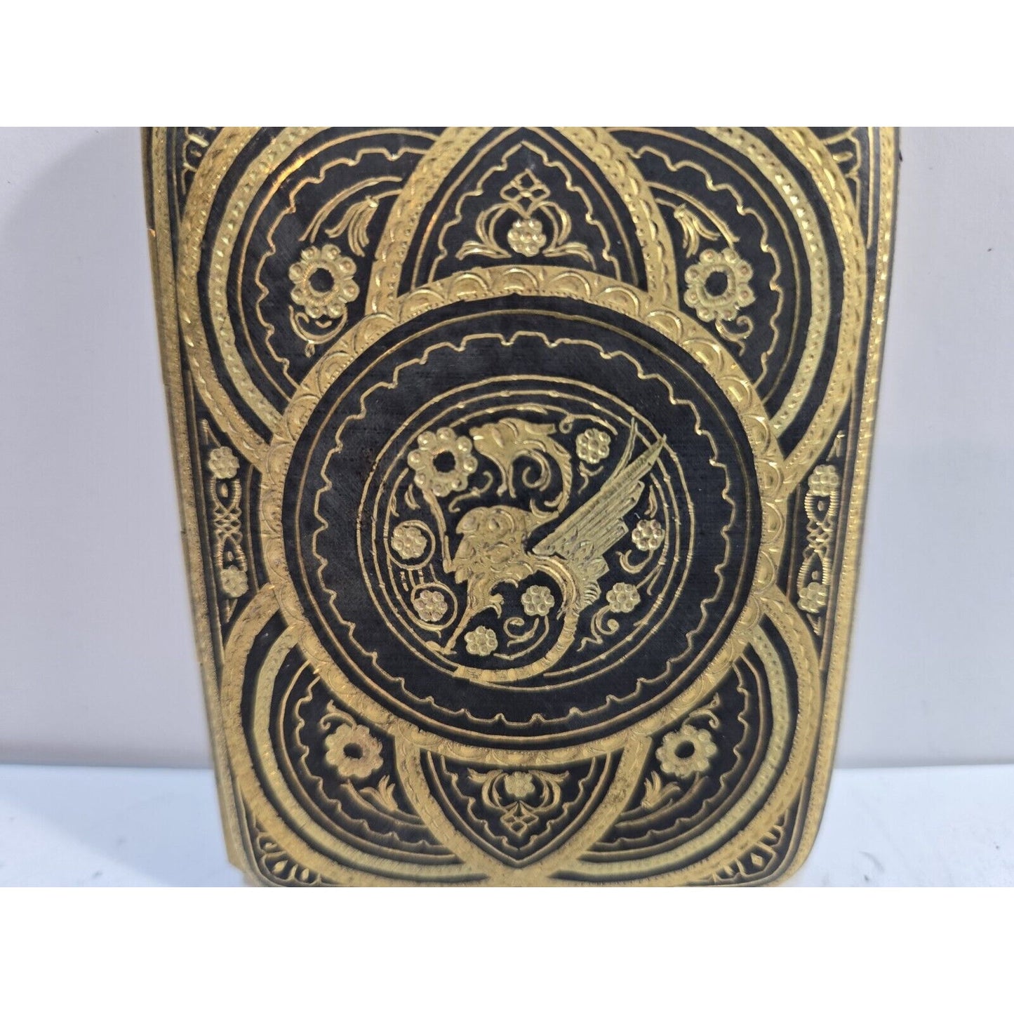 Antique Damascene Cigarette Case 'Ten Winged Dragons' Gold Inlay