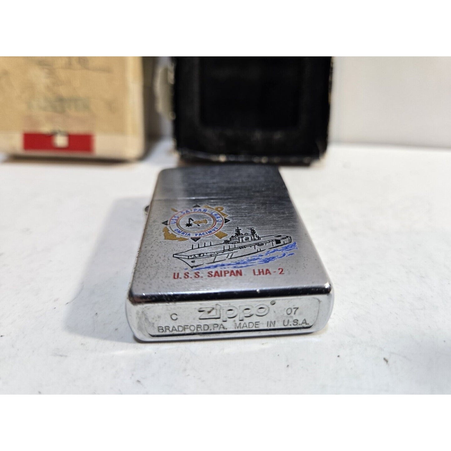 Working 2007 USS Saipan LHA-2 Navy Ship Military Zippo Lighter, Orig Box 7193/24