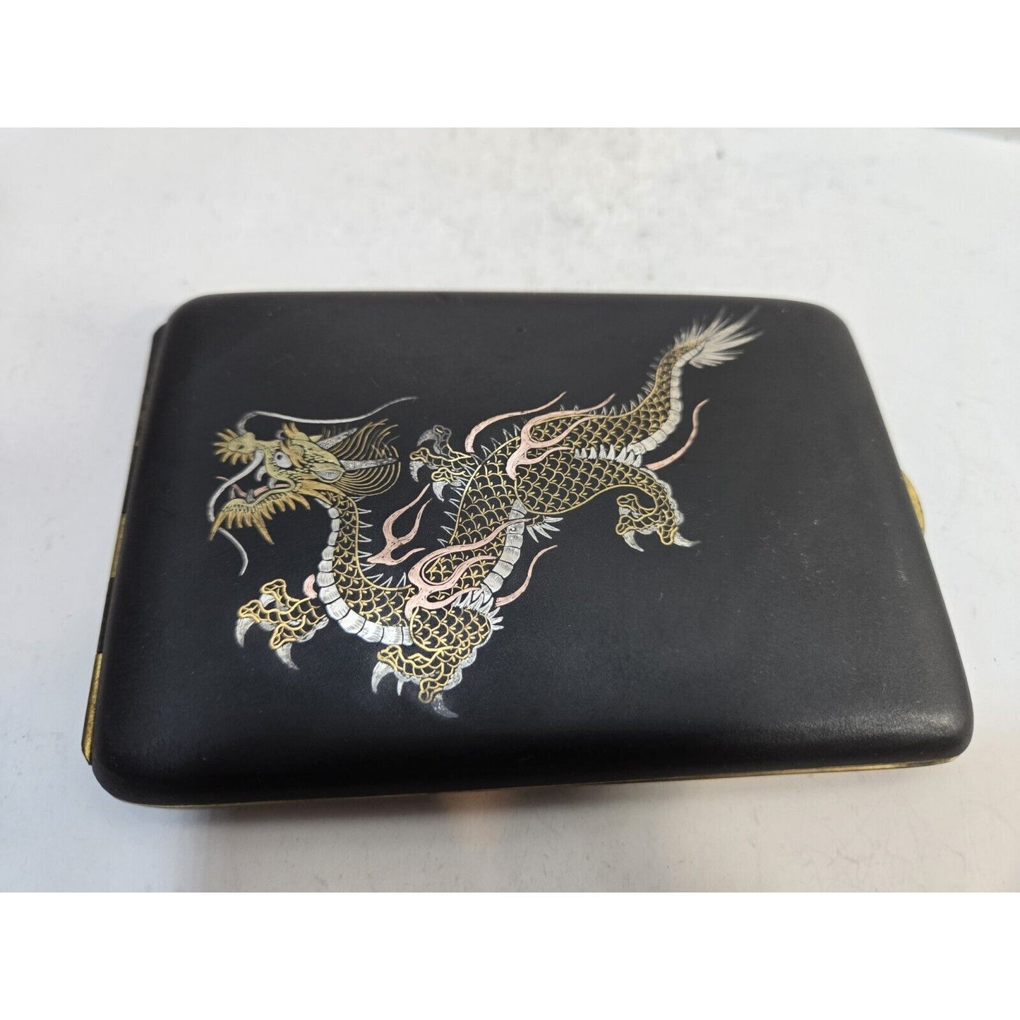 Dragon ANTIQUE Japan Komai Damascene K24 GOLD, SILVER Cigarette Case 7303/2