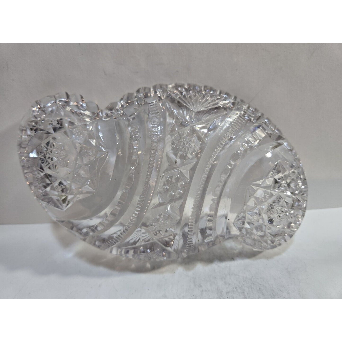 Vintage Cut Crystal Glass Bowl Tray Dish 7 1/2"