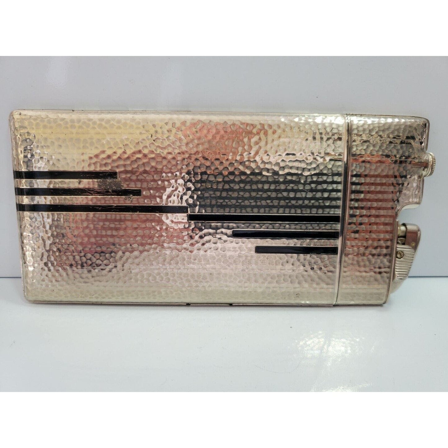 VINTAGE Evans Working Cigarette Case CLIPPER Lighter Silver, Enamel 366/16