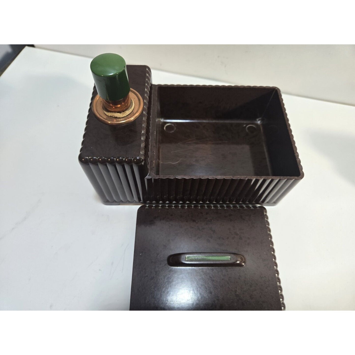 Vintage Dunhill Silent Flame Table Lighter Cigarette Box - Brown 6883/40