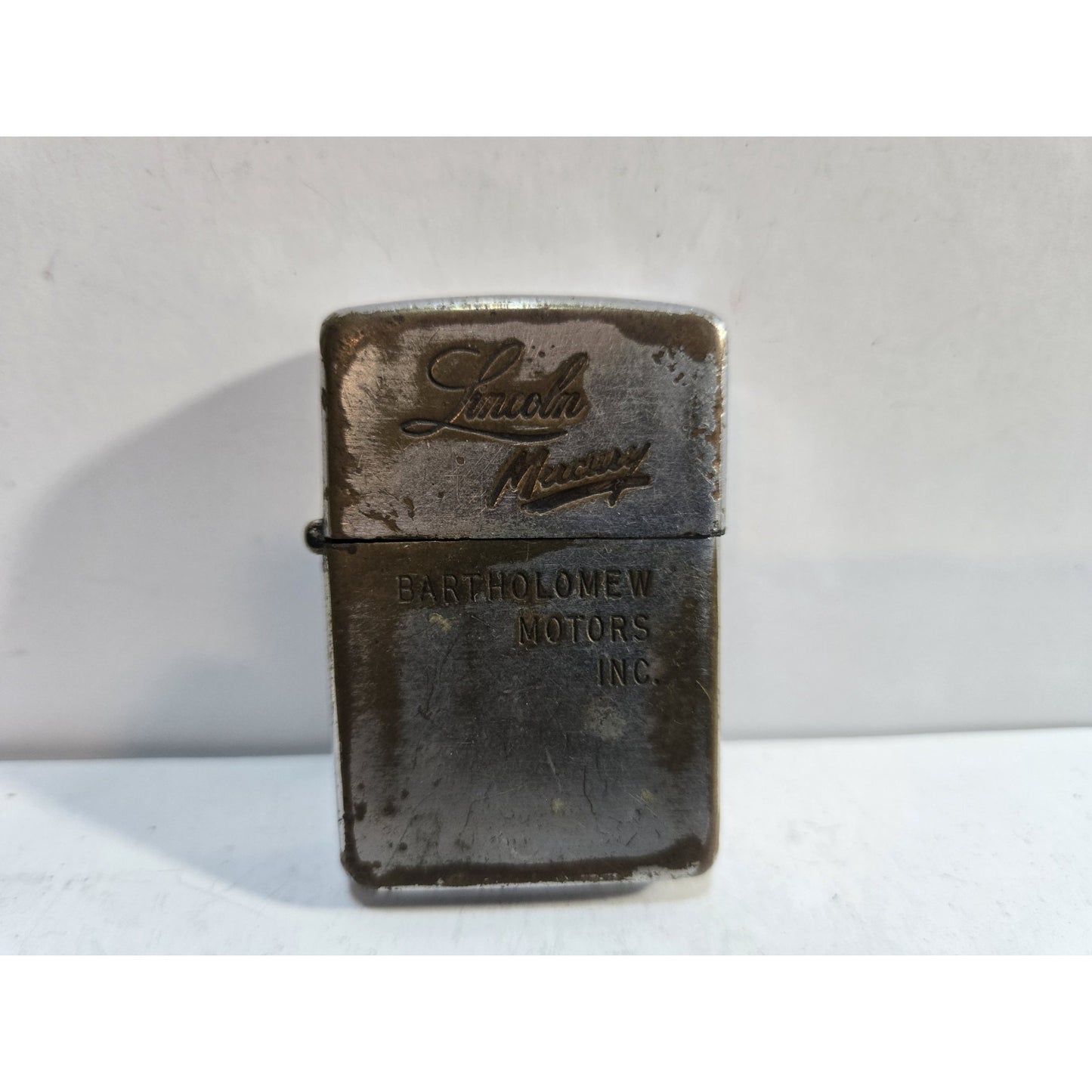 Vintage LINCOLN MERCURY Zippo Lighter Pat # 2032695 3 Barrel Hinge 7845/33