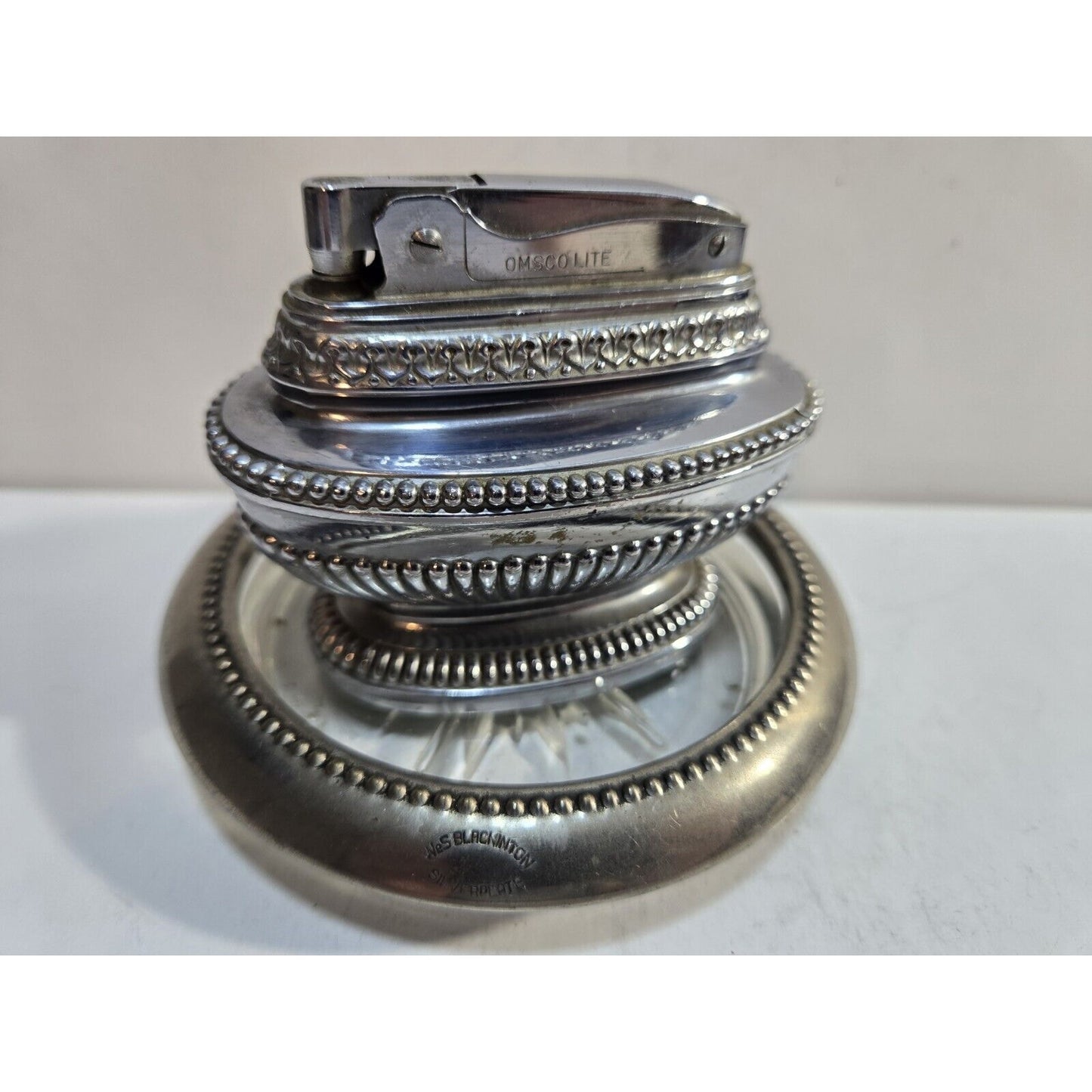 Working Vintage Japanese Omsco Lite Automatic Table Lighter & Ashtray 7615/22