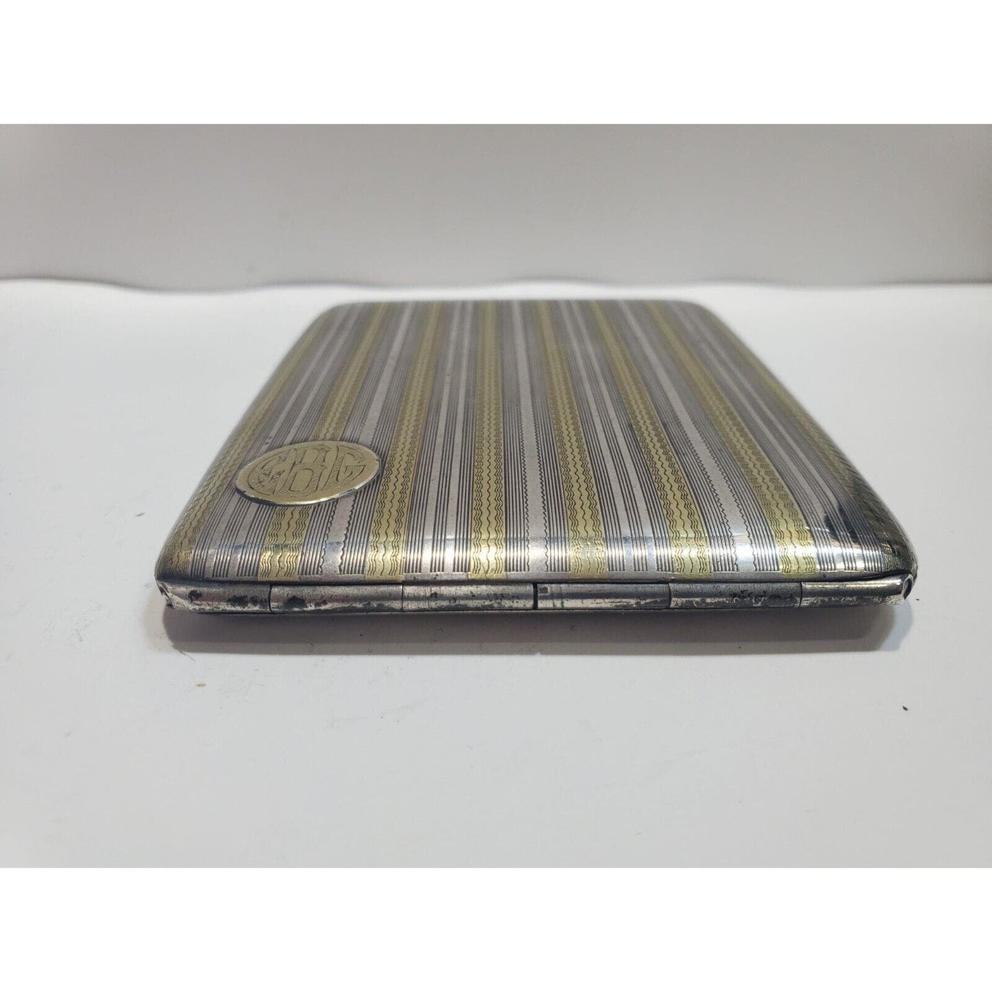 Antique Elgin Sterling Silver & Gold Striped Cigarette Case 6540/3