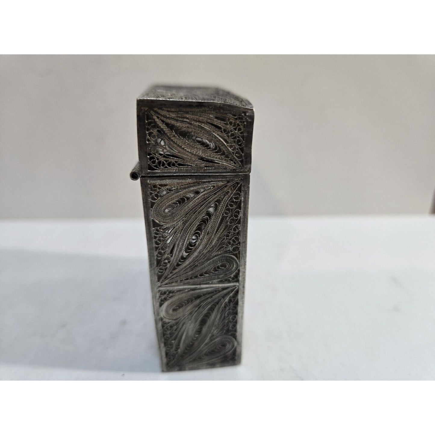 Antique 900 Silver Filigree HANDMADE Cigarette Case 3" X 2.25" 7553/3