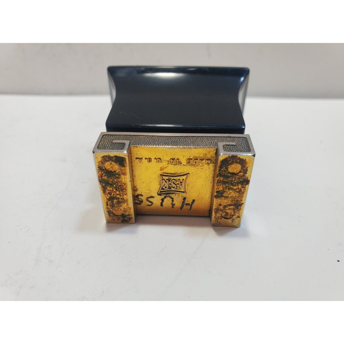 Working Vintage ASR Pagoda Table Black & Silver Lighter Made In USA 6314/22