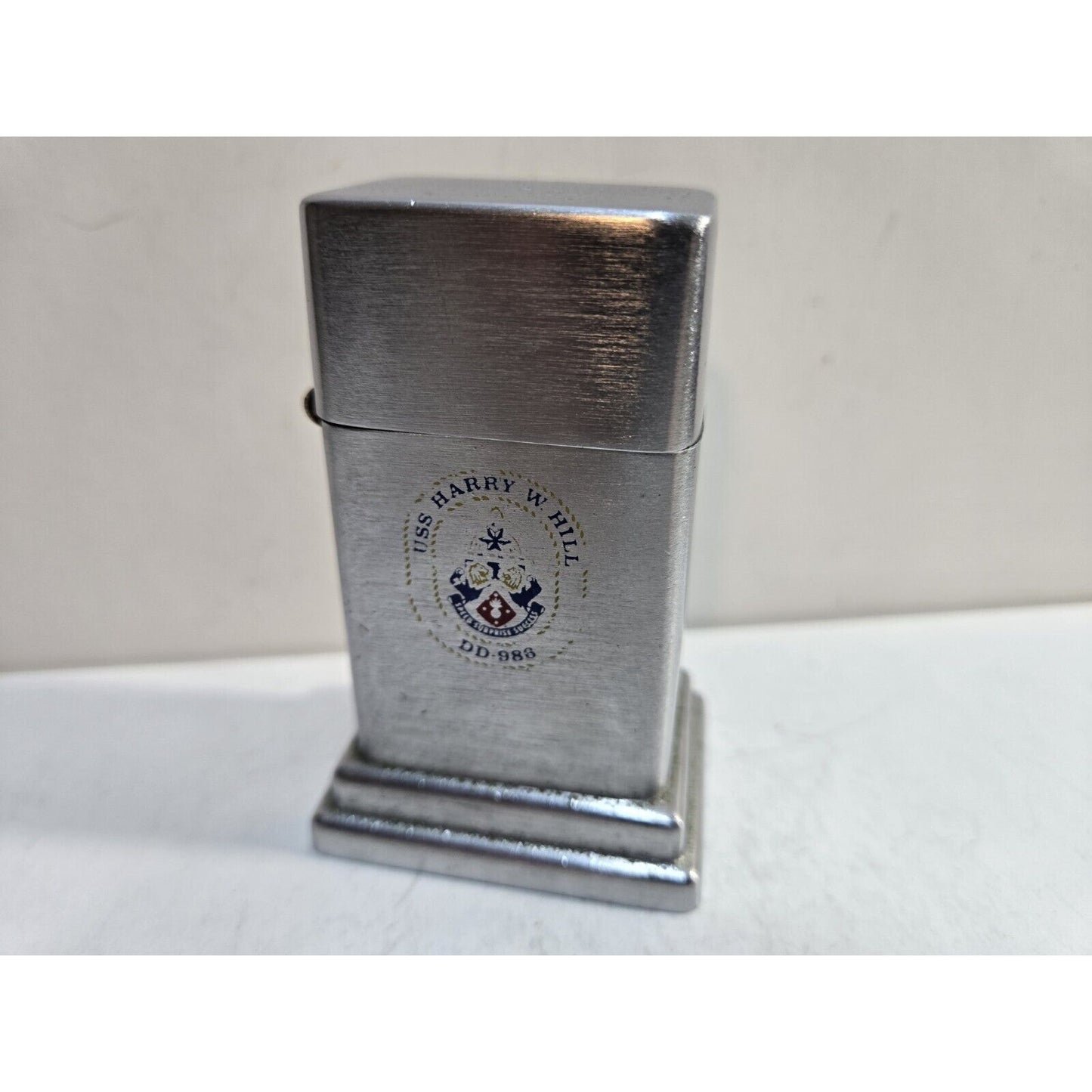 Vintage USS Harry Hill DD-986 ZIPPO AIRCRAFT CARRIER BARCROFT Table Lighter