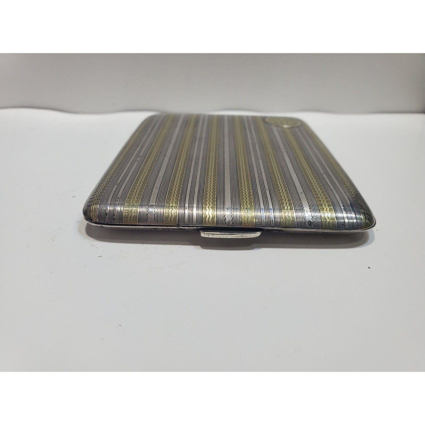 Antique Elgin Sterling Silver & Gold Striped Cigarette Case 6540/3