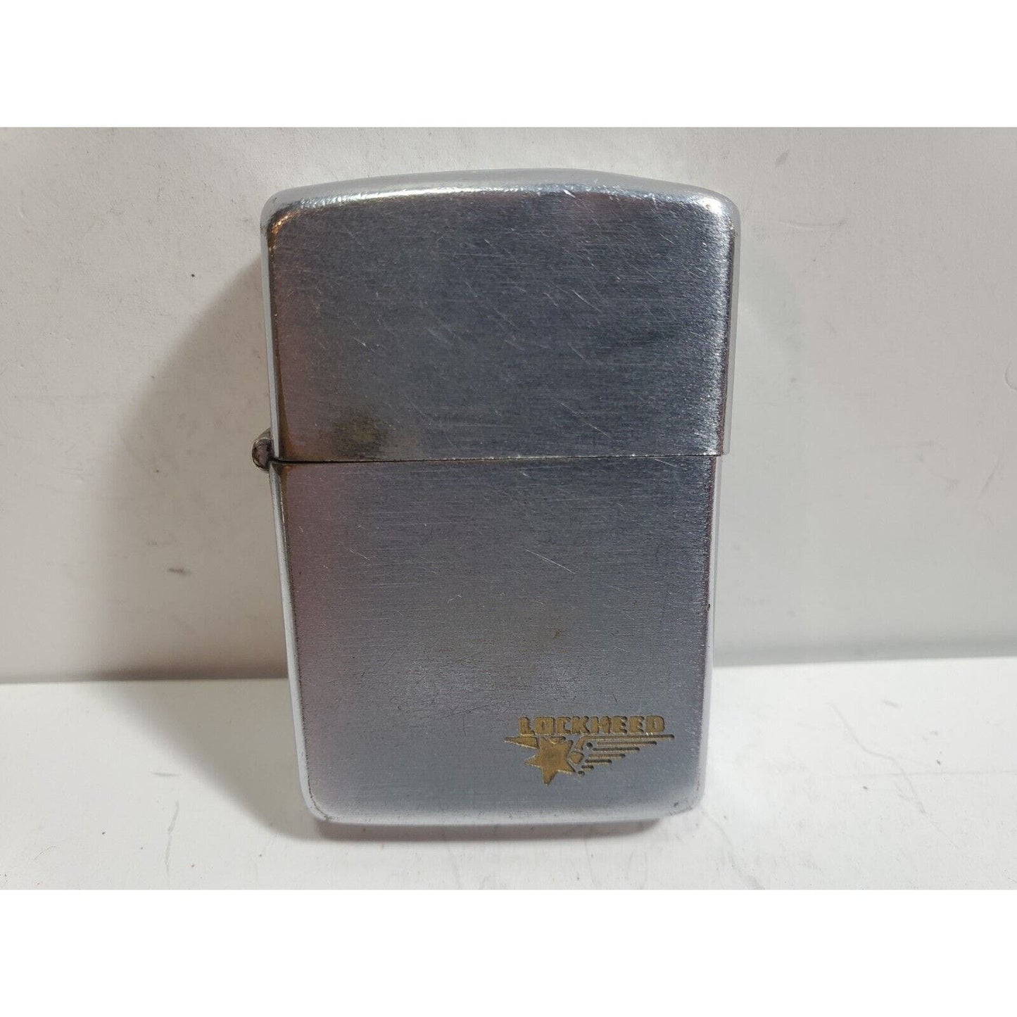 Vintage "Lockheed Aircraft" Logo Zippo Lighter Pat # 2042695 3 Barrel Hinge