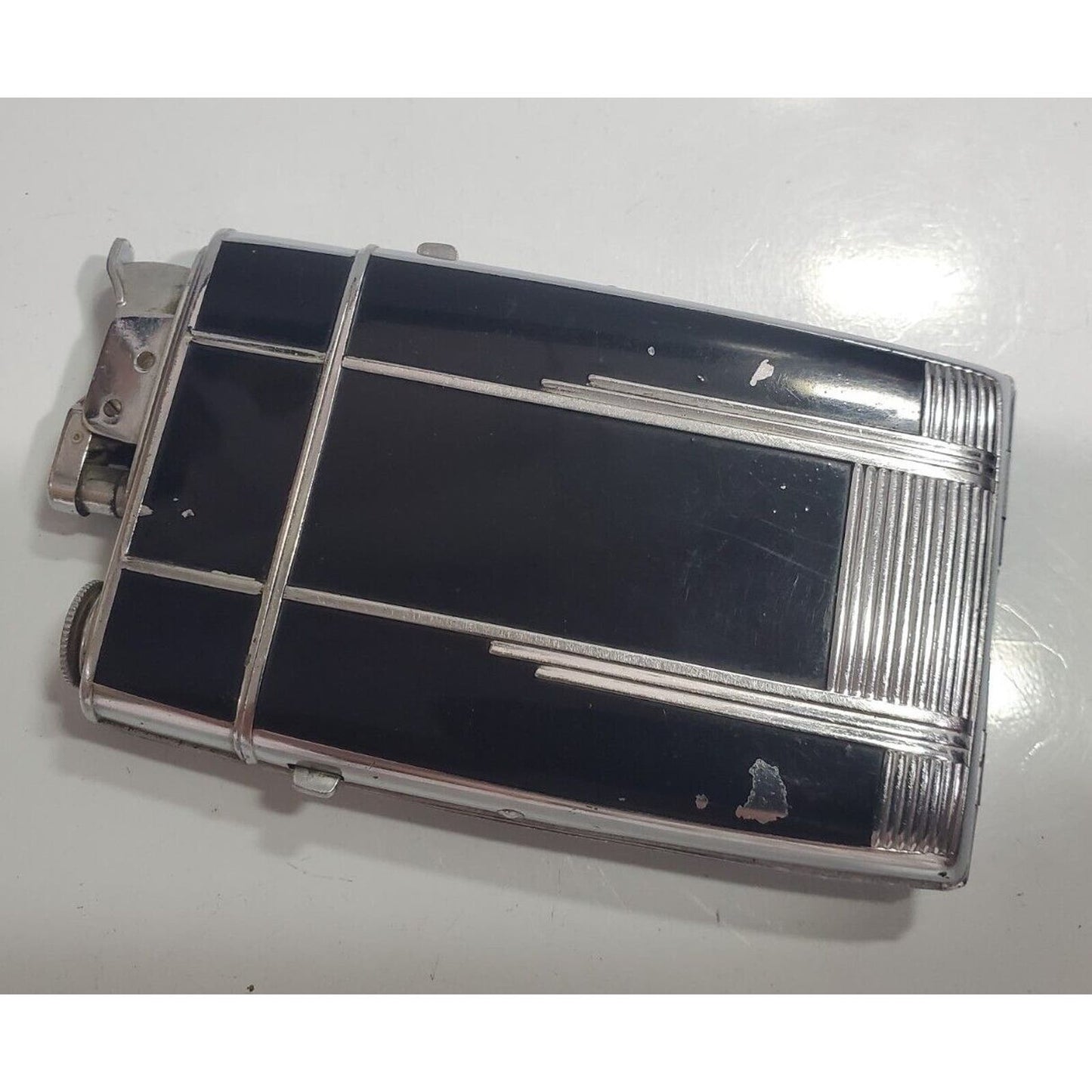 VINTAGE Evans Working Cigarette Case Trig A Lite Lighter Silver, Enamel 3061/16