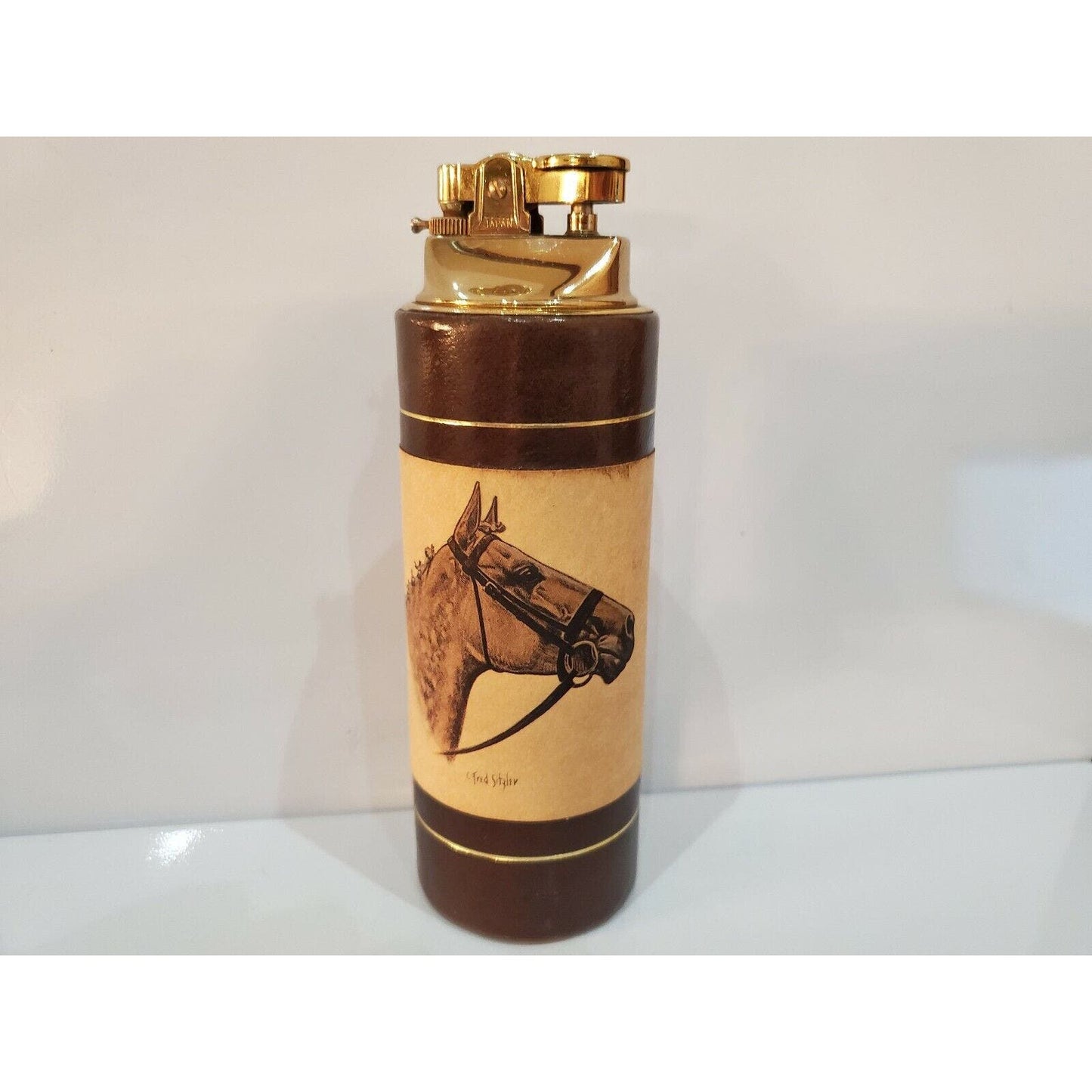 HORSE HEAD Hand Painted WORKING Vintage Handmade Table Lighter 6" 1815.40