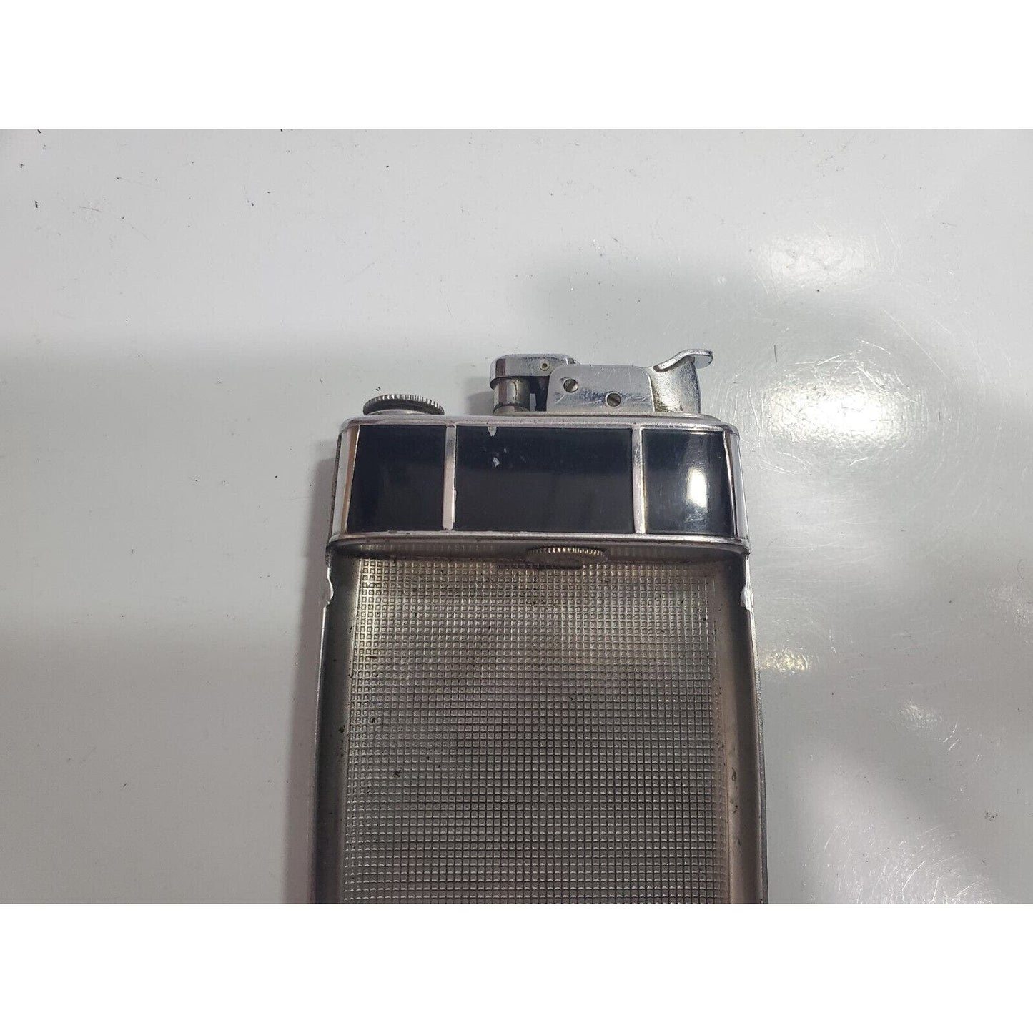 VINTAGE Evans Working Cigarette Case Trig A Lite Lighter Silver, Enamel 3061/16