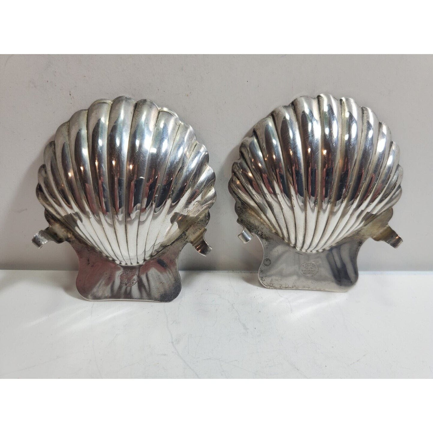 Lot Of 2 Sterling Silver Clam SHELL NUT BOWL Jewelry Trinket Dish Ashtray 3"