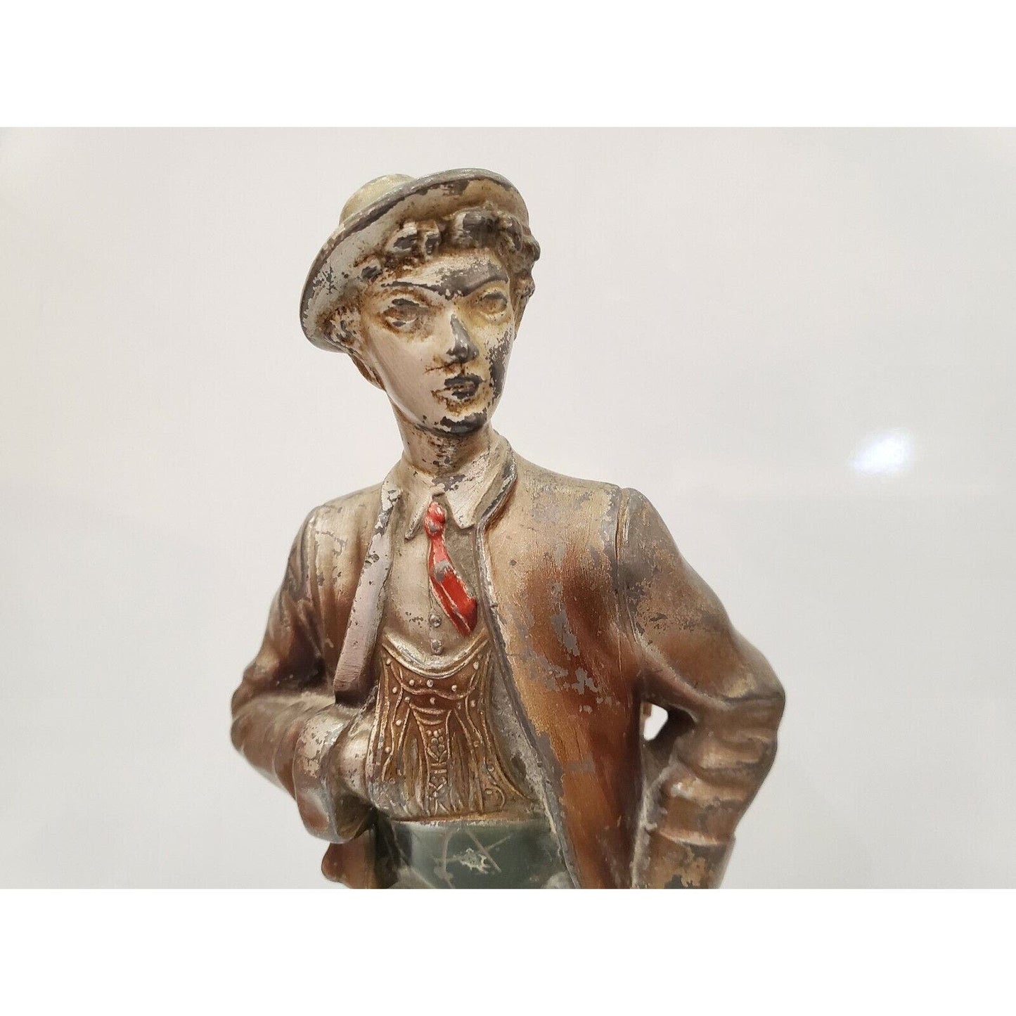 Vintage 1900s Austria Cold Painted Alpine Mountaineer / Boy Striker Lighter 8.5"