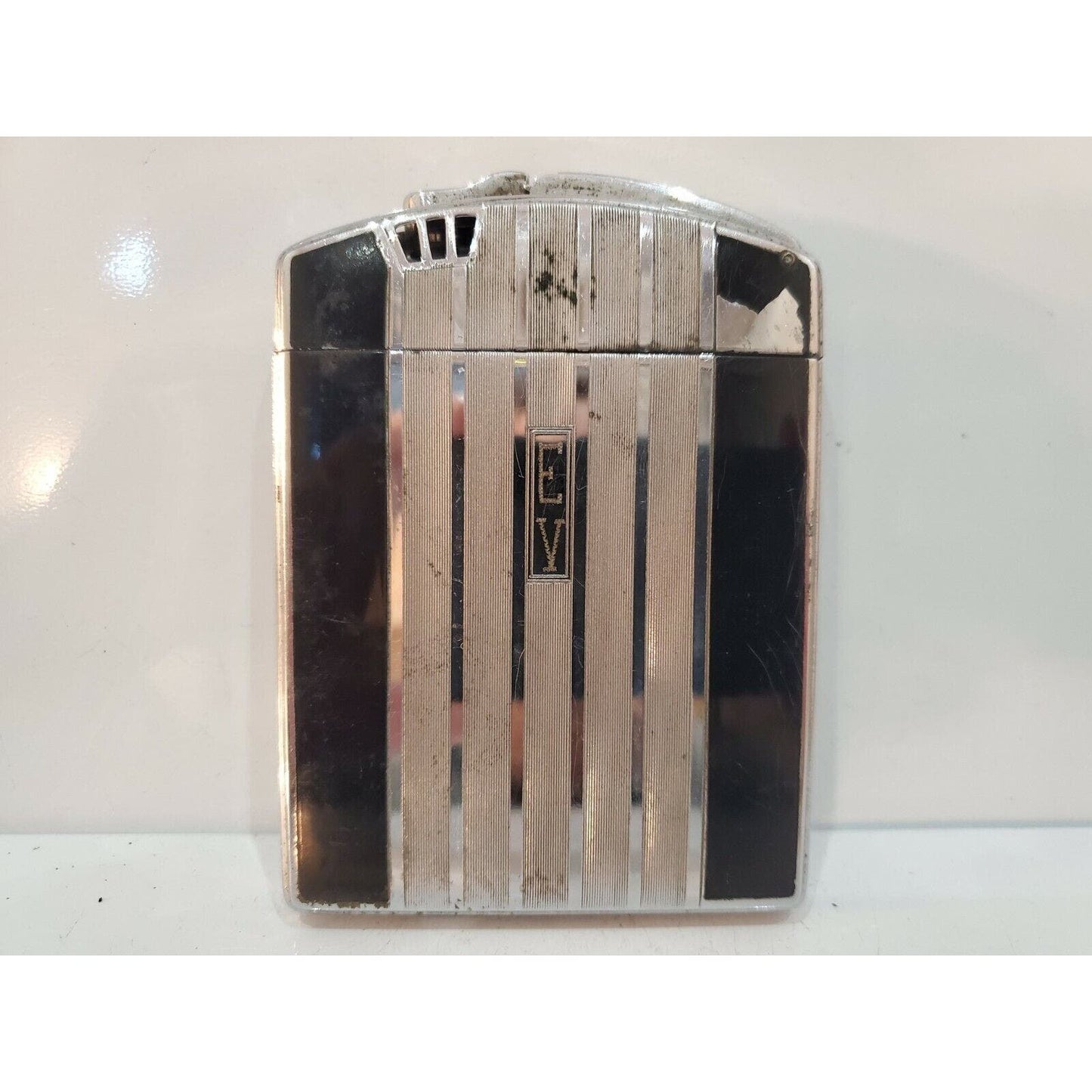 ANTIQUE Working Ronson TWENTYCASE Cigarette Case Lighter Enamel, Silver 3082.14