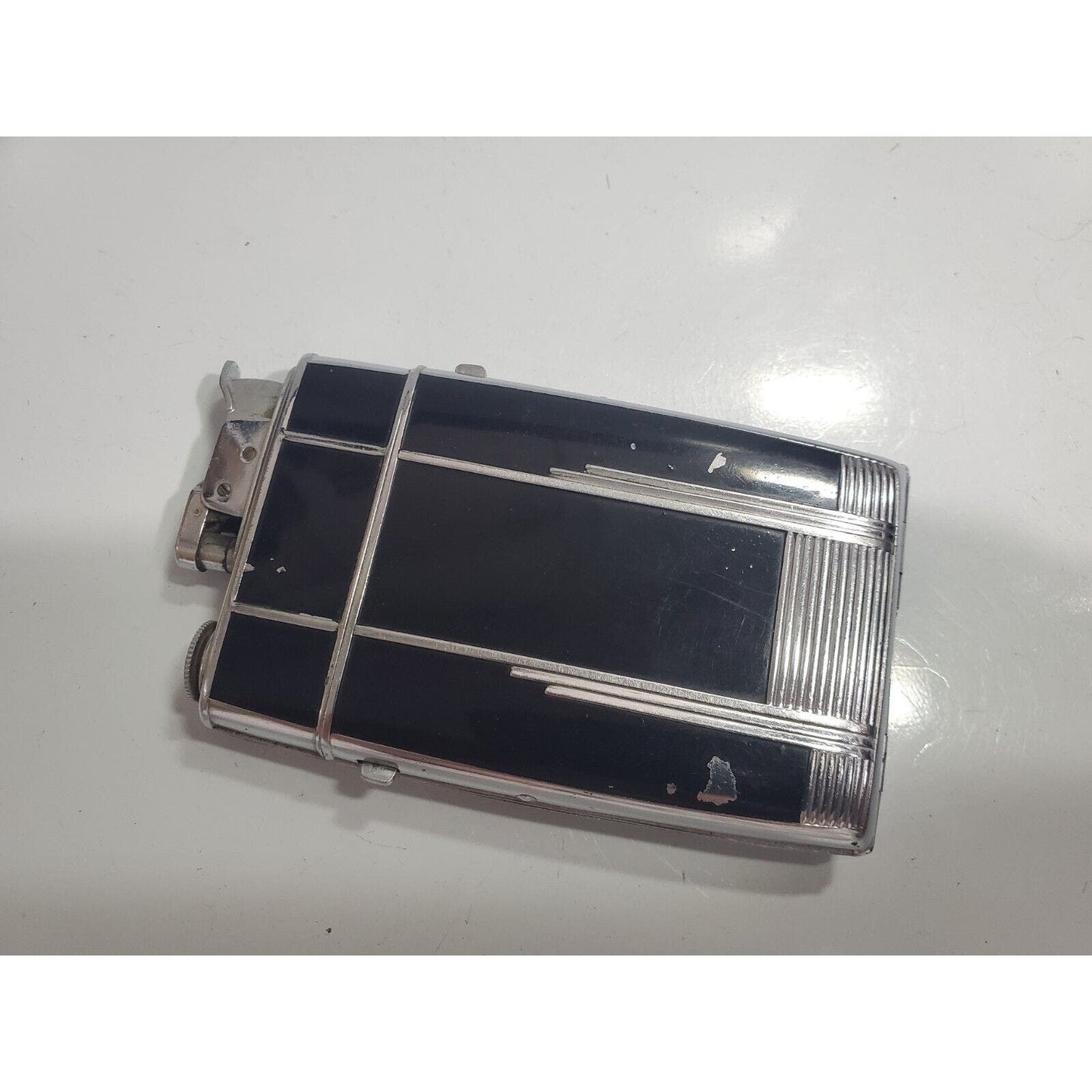 VINTAGE Evans Working Cigarette Case Trig A Lite Lighter Silver, Enamel 3061/16