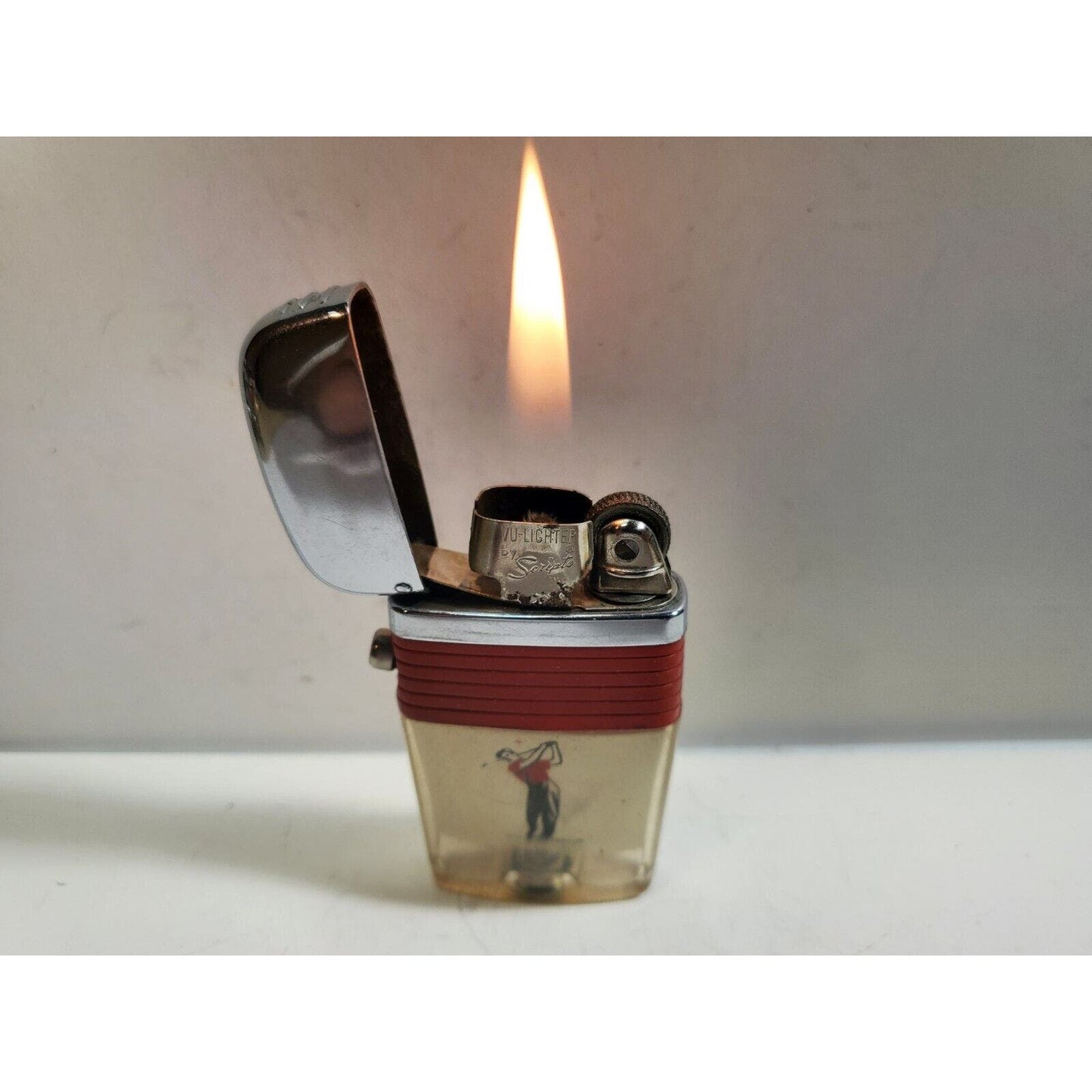 GOLF Vintage Working Scripto VU-Lighter Black Band & Swinging Golfer 6031/29