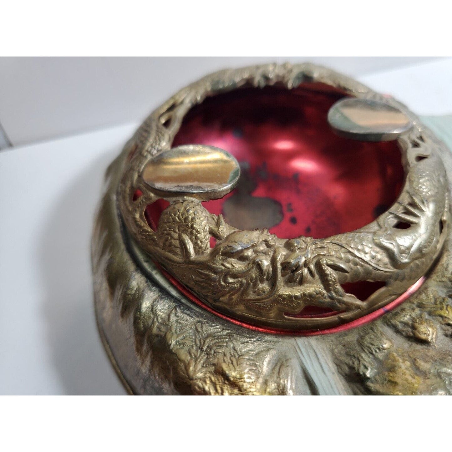 Vintage Mid Century Japan Smoking Working Lighter Dragon Ashtray, Cigarette Case