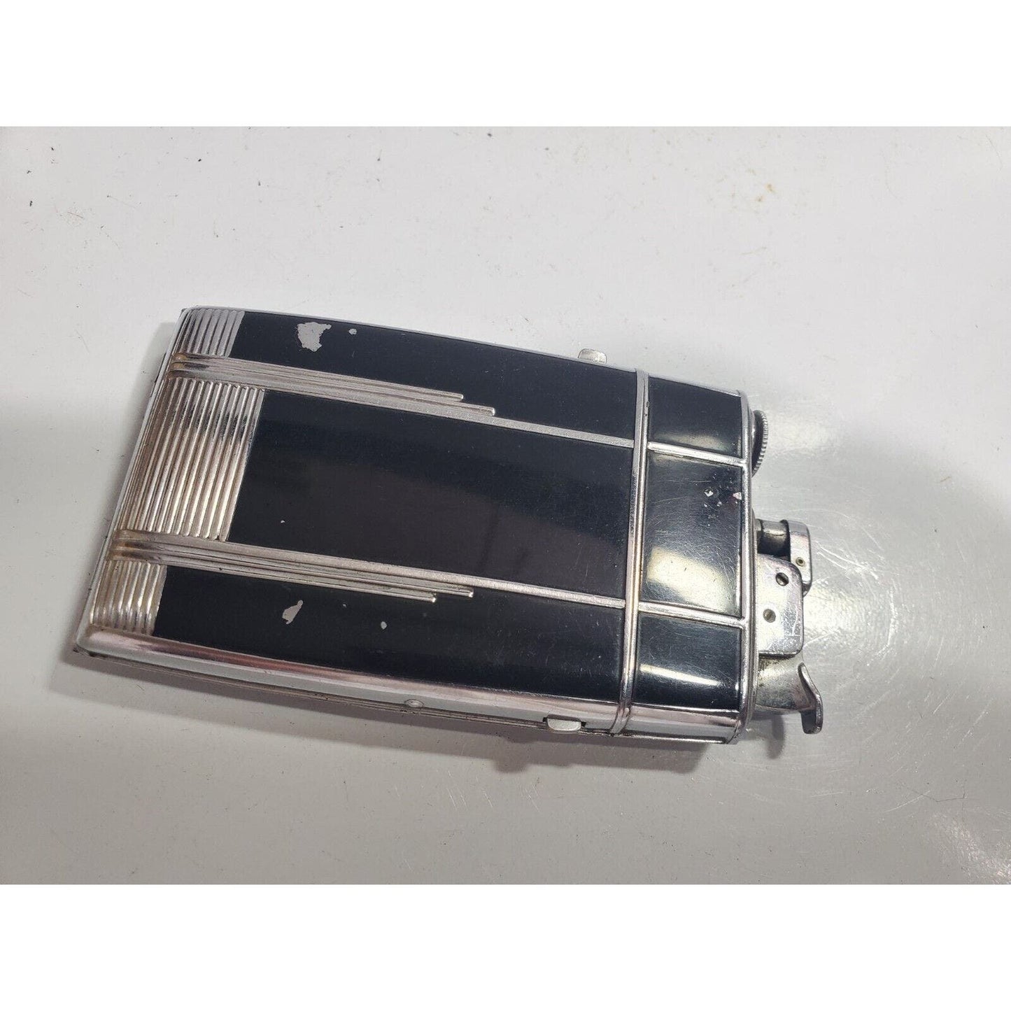 VINTAGE Evans Working Cigarette Case Trig A Lite Lighter Silver, Enamel 3061/16