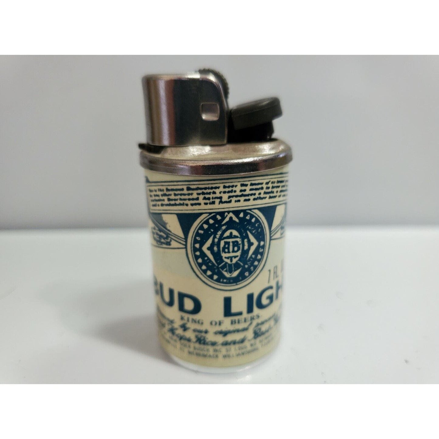 ANTIQUE Budweiser Lager Beer Lighter Bottle Can / Working 4616/28