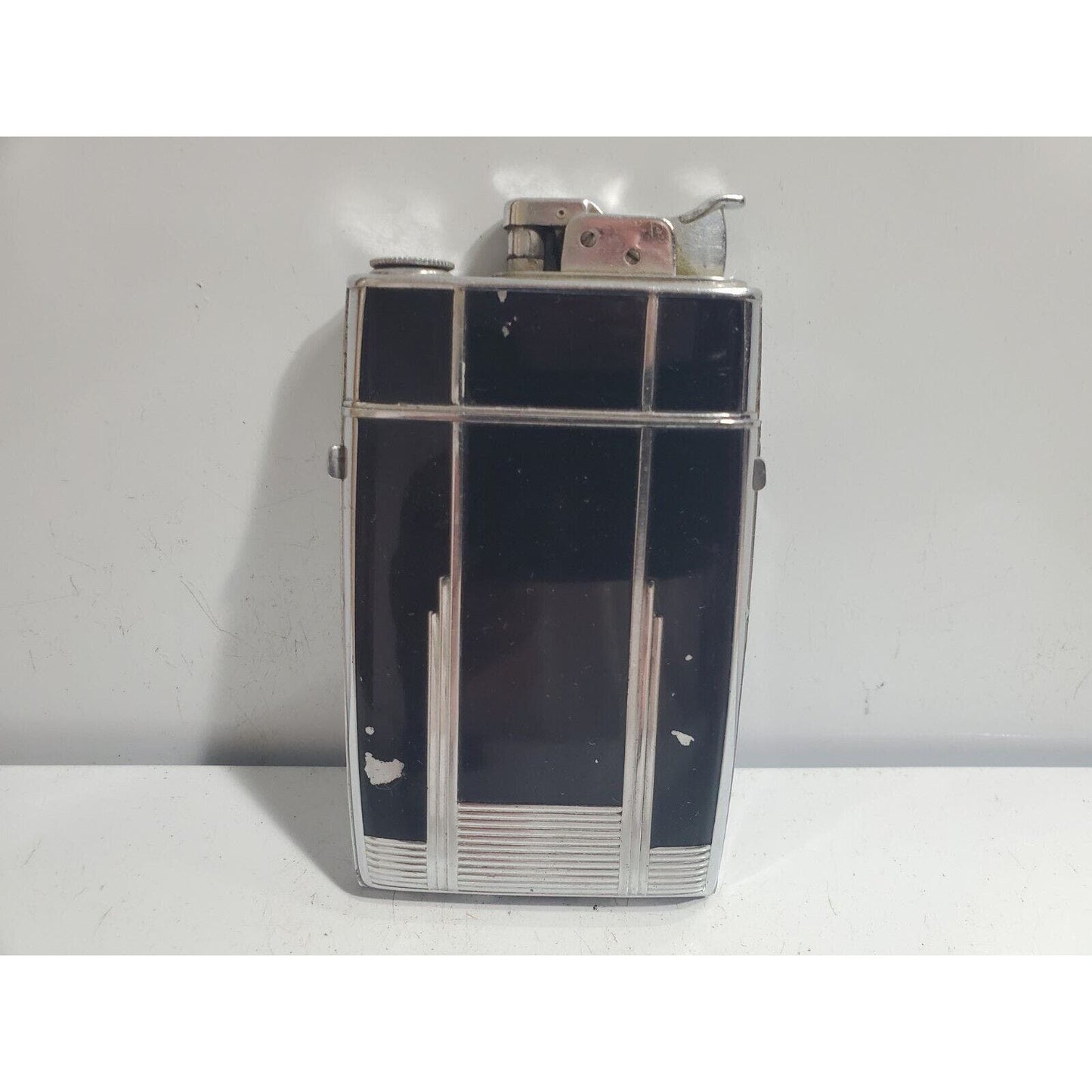 VINTAGE Evans Working Cigarette Case Trig A Lite Lighter Silver, Enamel 3061/16