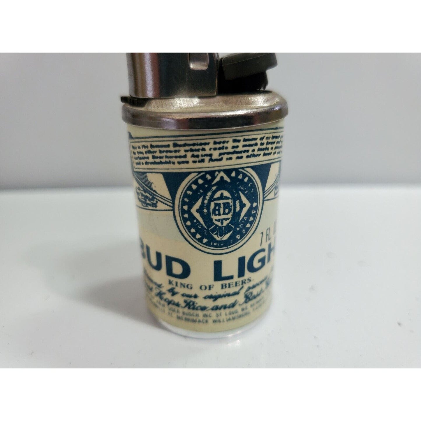 ANTIQUE Budweiser Lager Beer Lighter Bottle Can / Working 4616/28