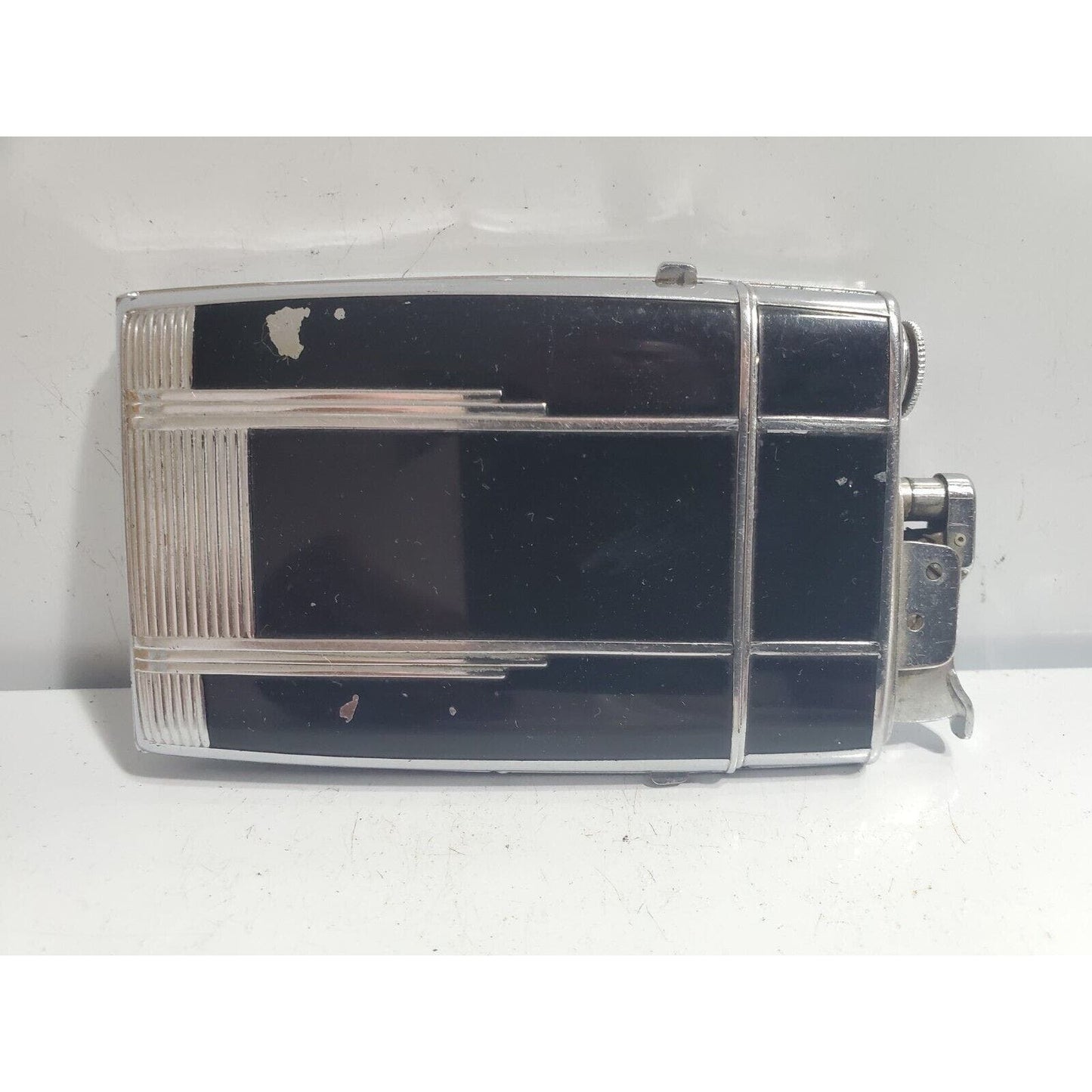 VINTAGE Evans Working Cigarette Case Trig A Lite Lighter Silver, Enamel 3061/16