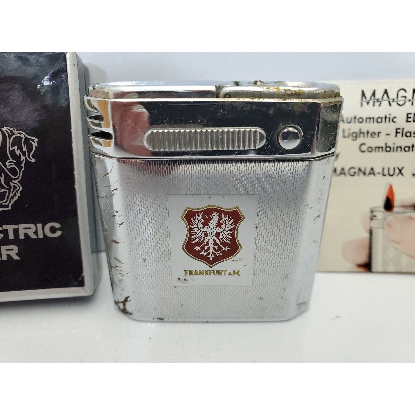 Vintage Fumalux FL400 FRANKFRUT Crest Lighter & FLASHLIGHT, Original Box 4165/24