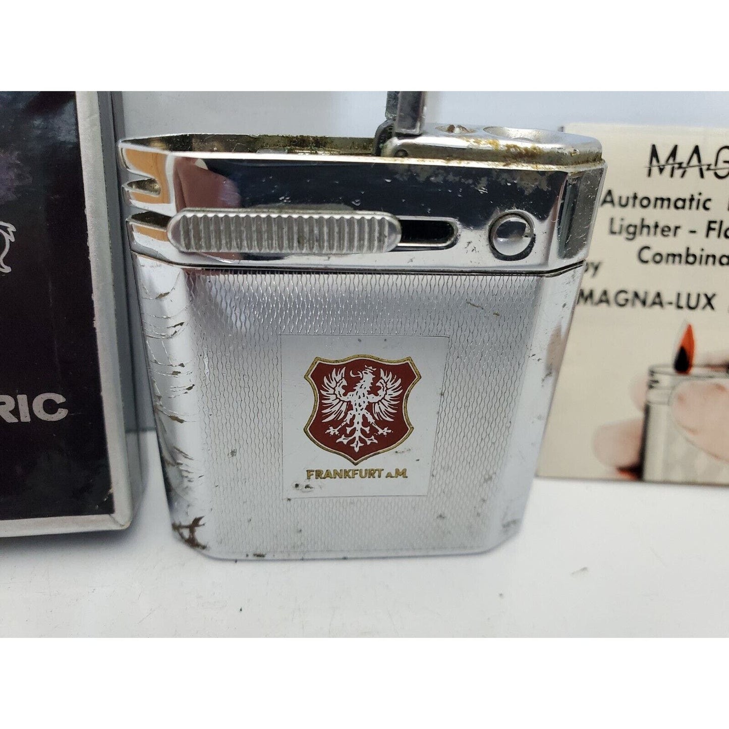 Vintage Fumalux FL400 FRANKFRUT Crest Lighter & FLASHLIGHT, Original Box 4165/24