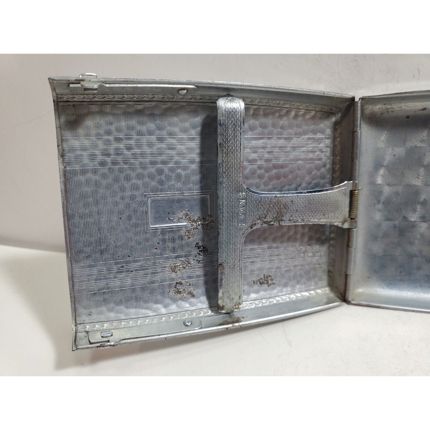 VINTAGE Evans Working Cigarette Case Trig A Lite Lighter Silver Tone 5936/16