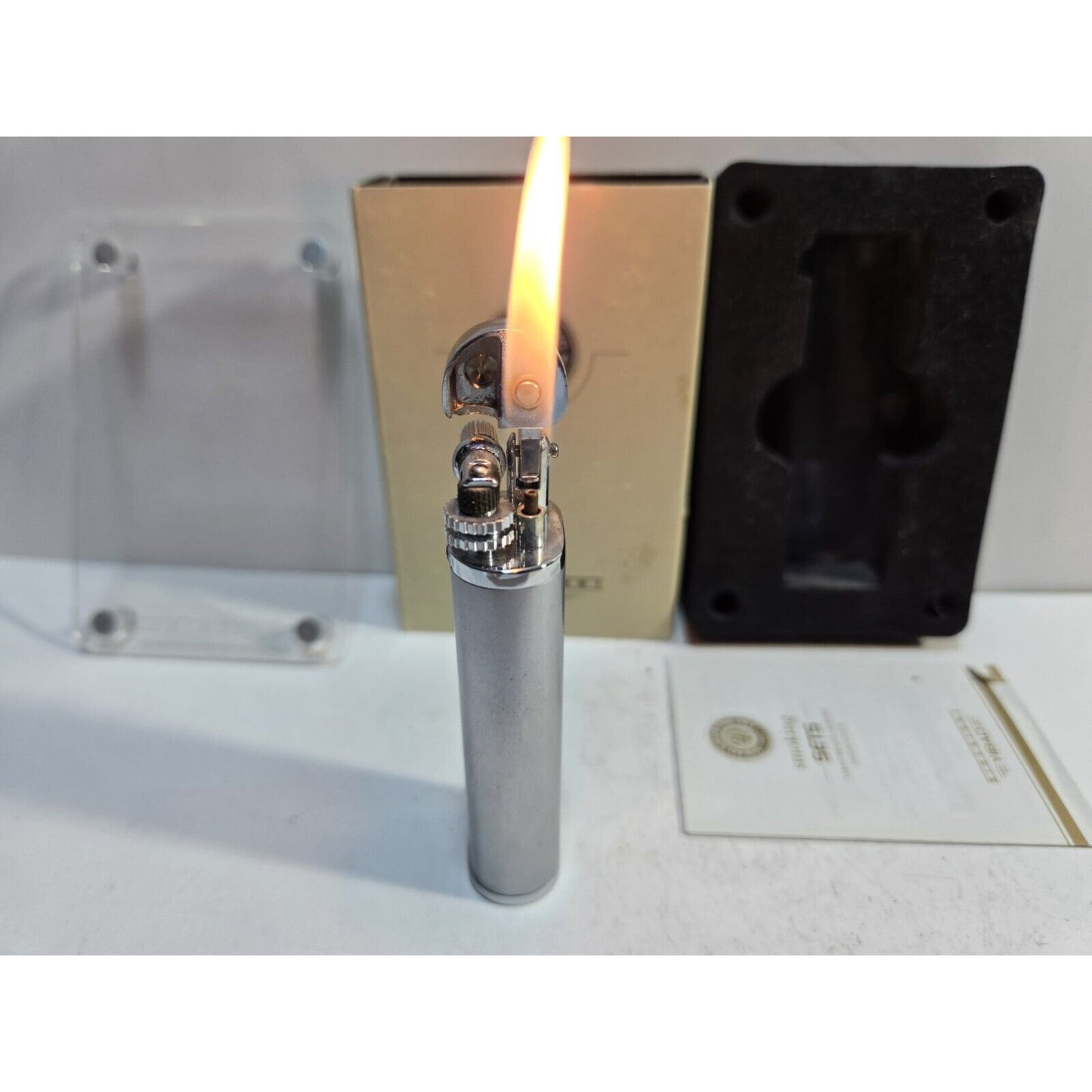 NOS Working Yibao Liftarm Silver Tone Lighter, Original Box 6898/24