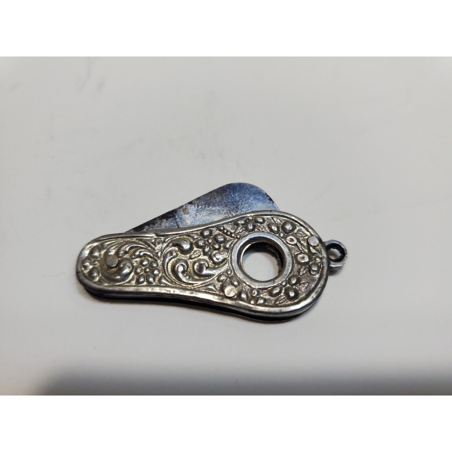 Copied - Antique Mini Cigar Cigarette "V" Cutter FOB, Silver Tone 6508/6